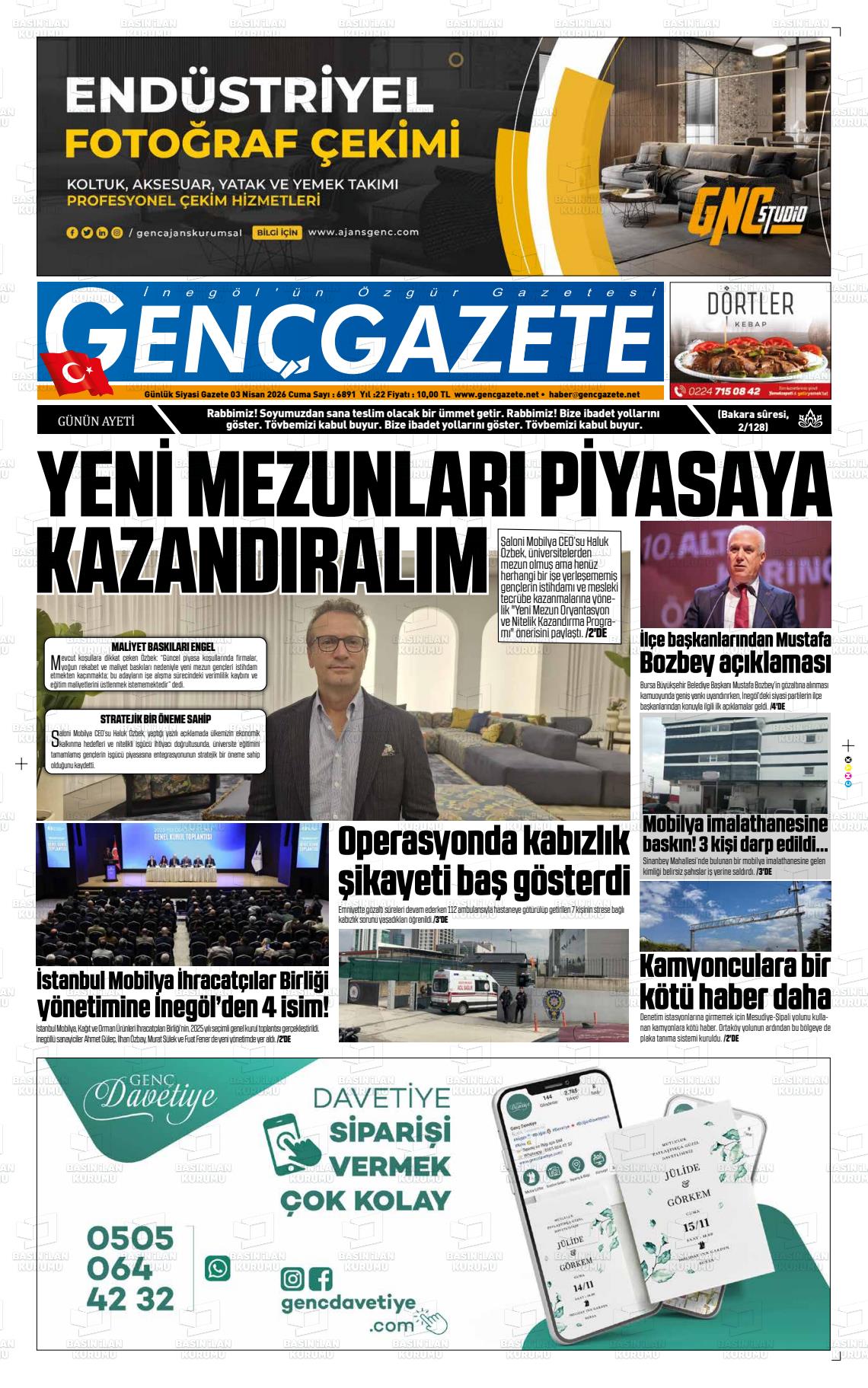 Bursa Gencgazete 03.04.2026