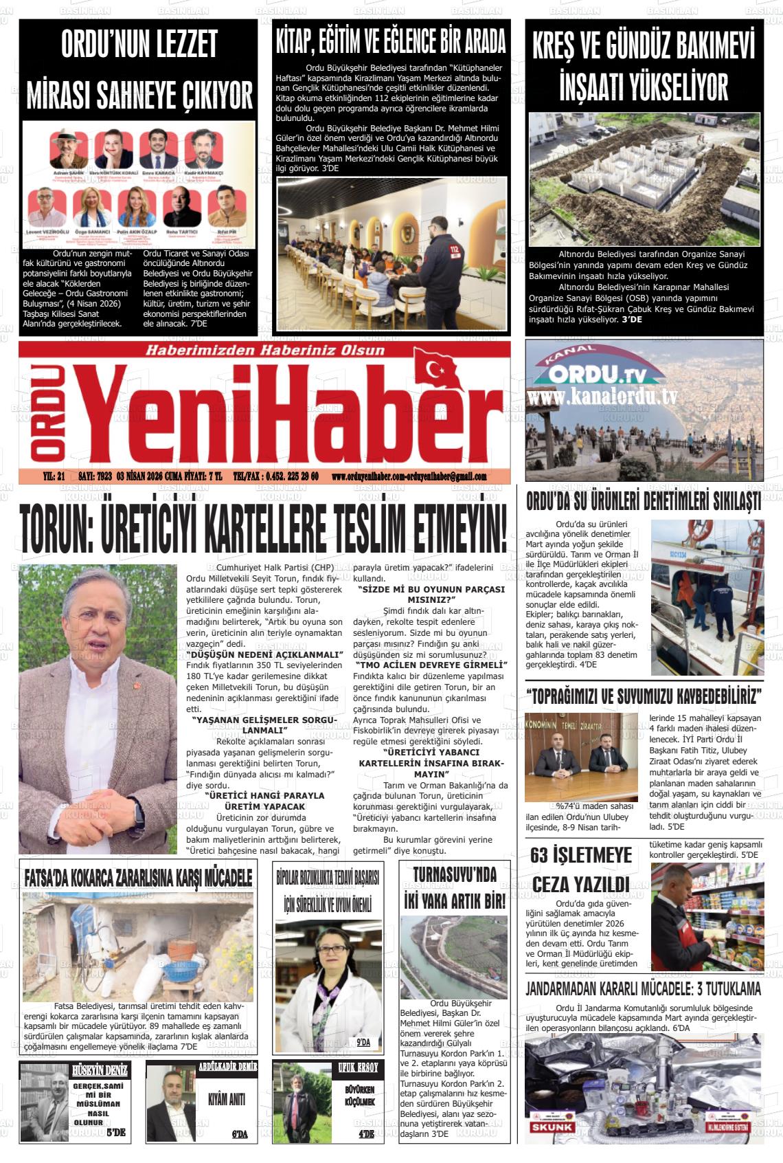 Ordu Yenihaber 03.04.2026