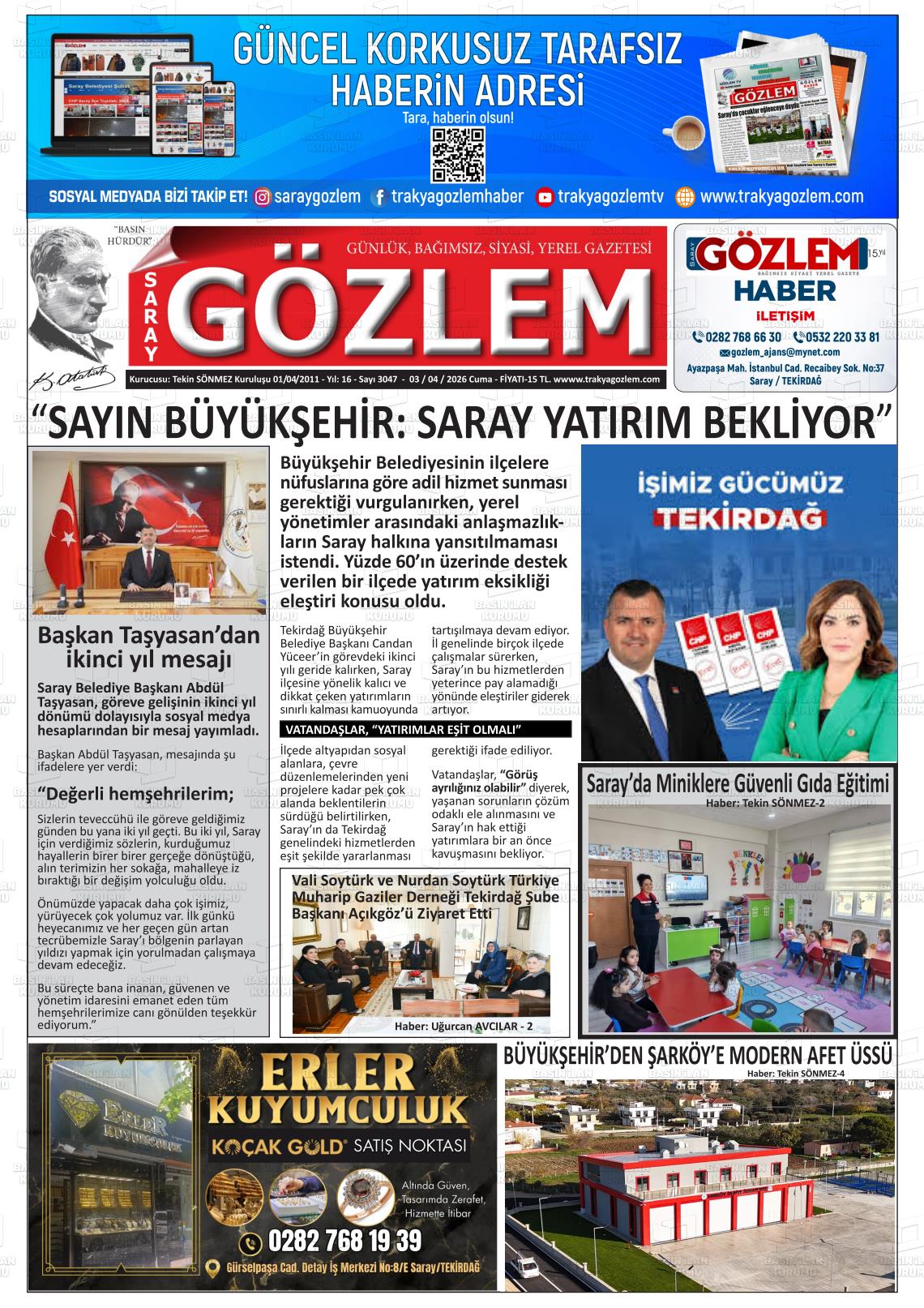 Tekirdag Saraygozlem 03.04.2026