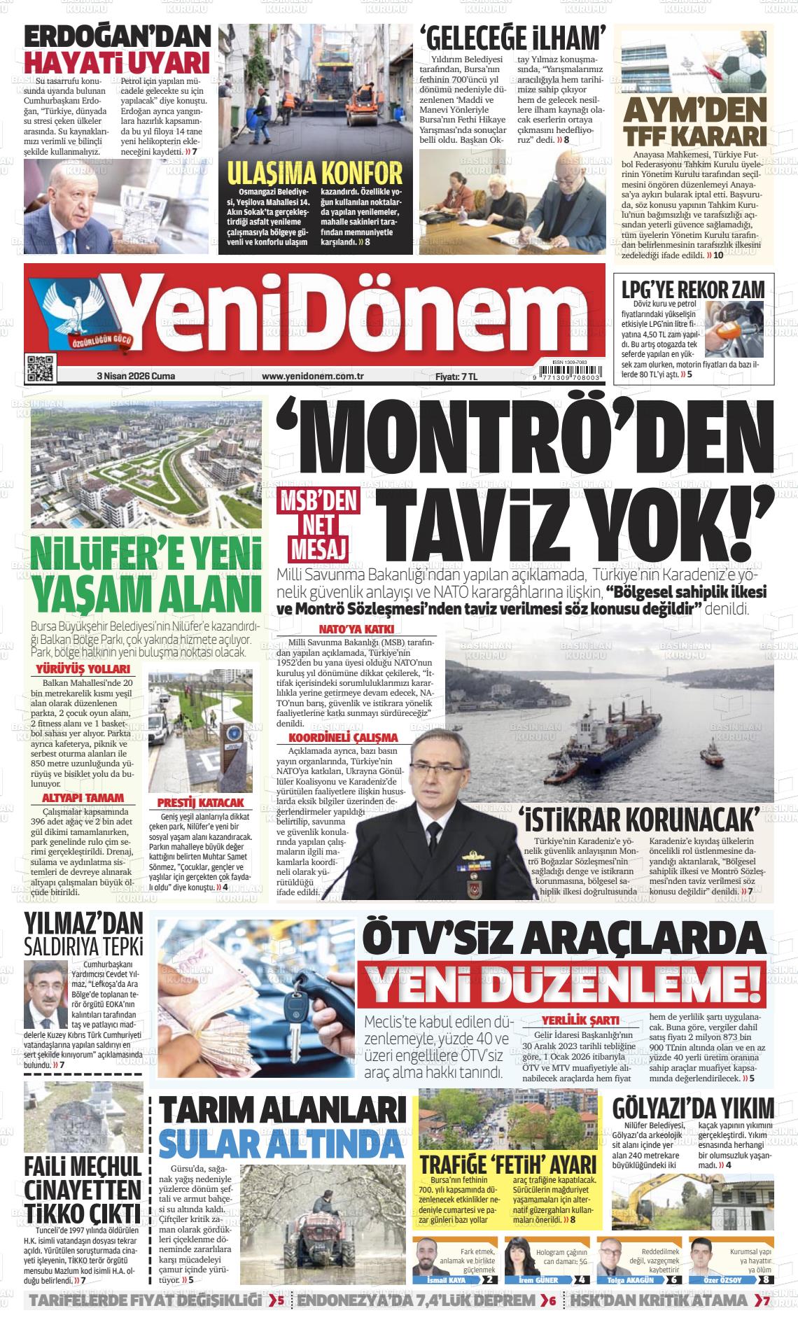 Bursa Yenidonem 03.04.2026