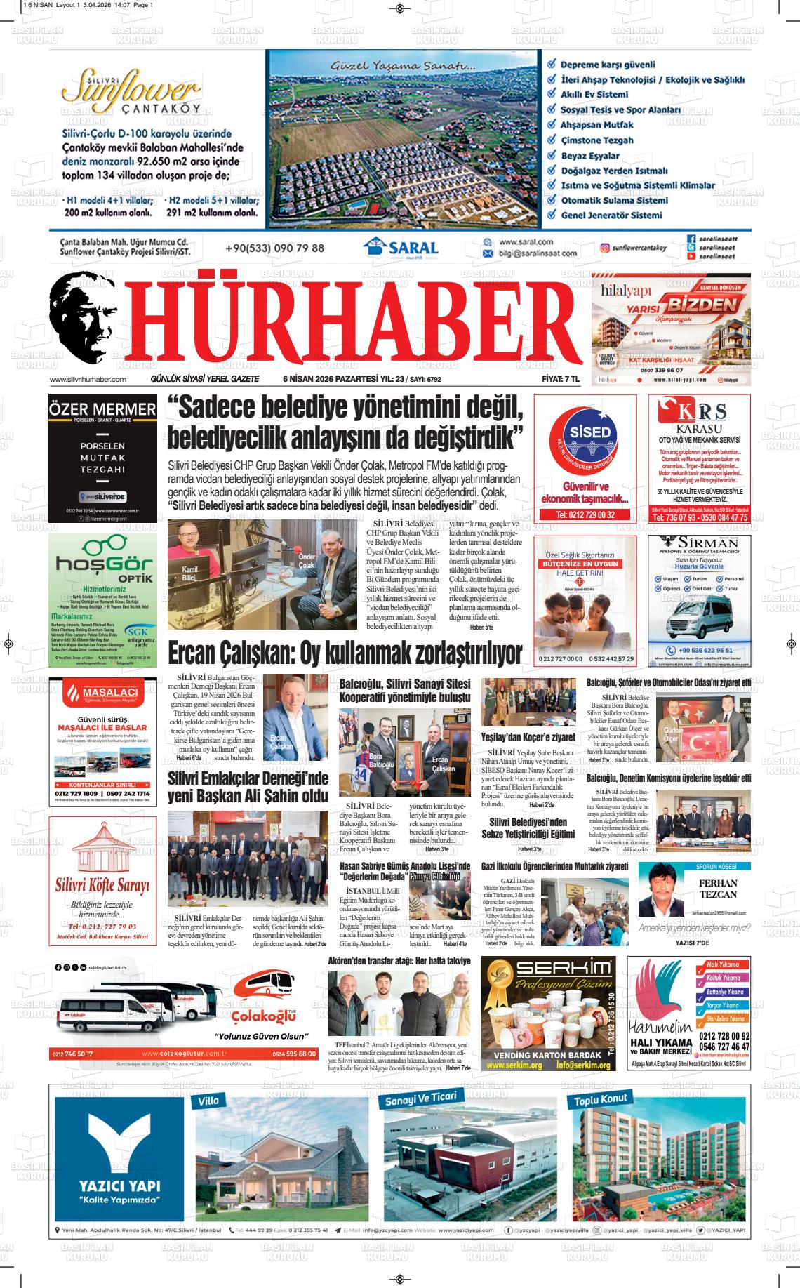 Hür Haber Gazetesi 06.04.2026