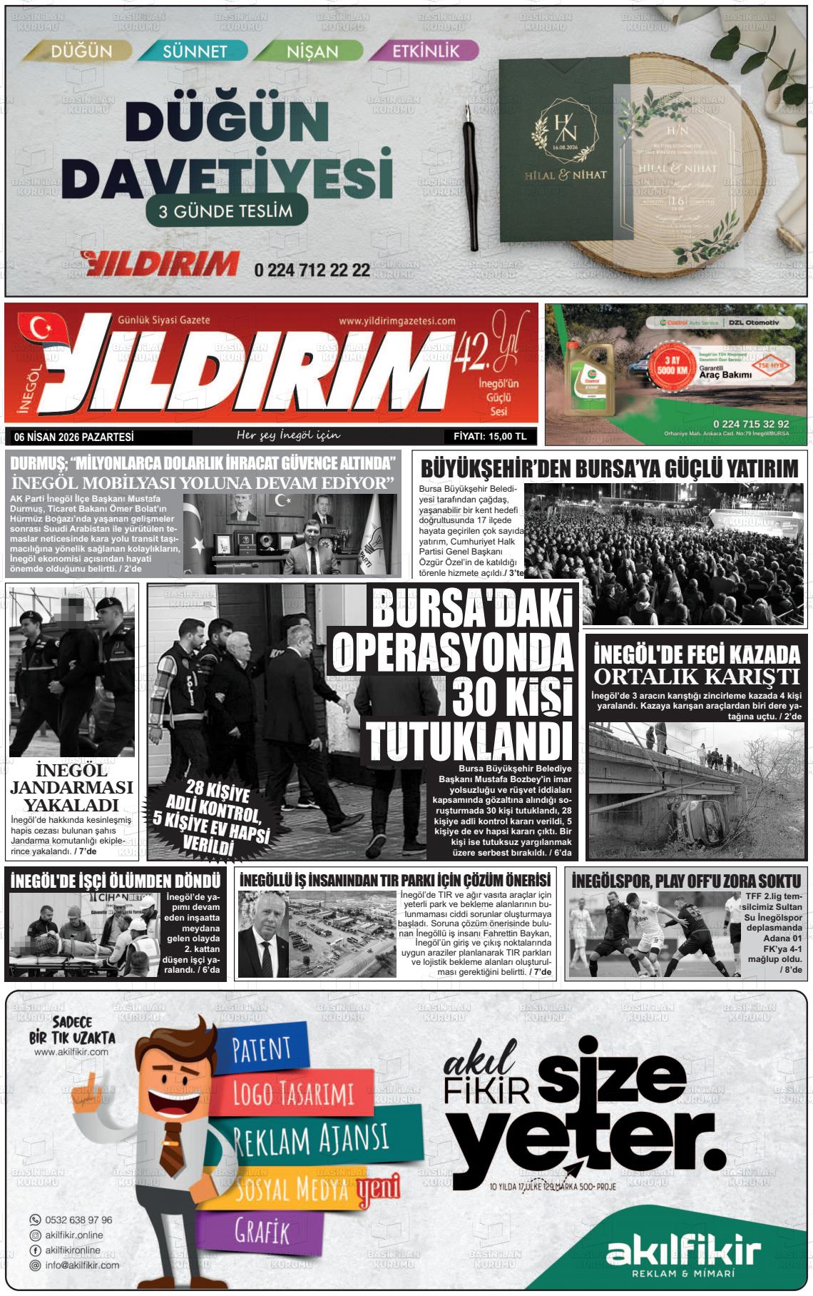 Bursa Inegolyildirim 06.04.2026