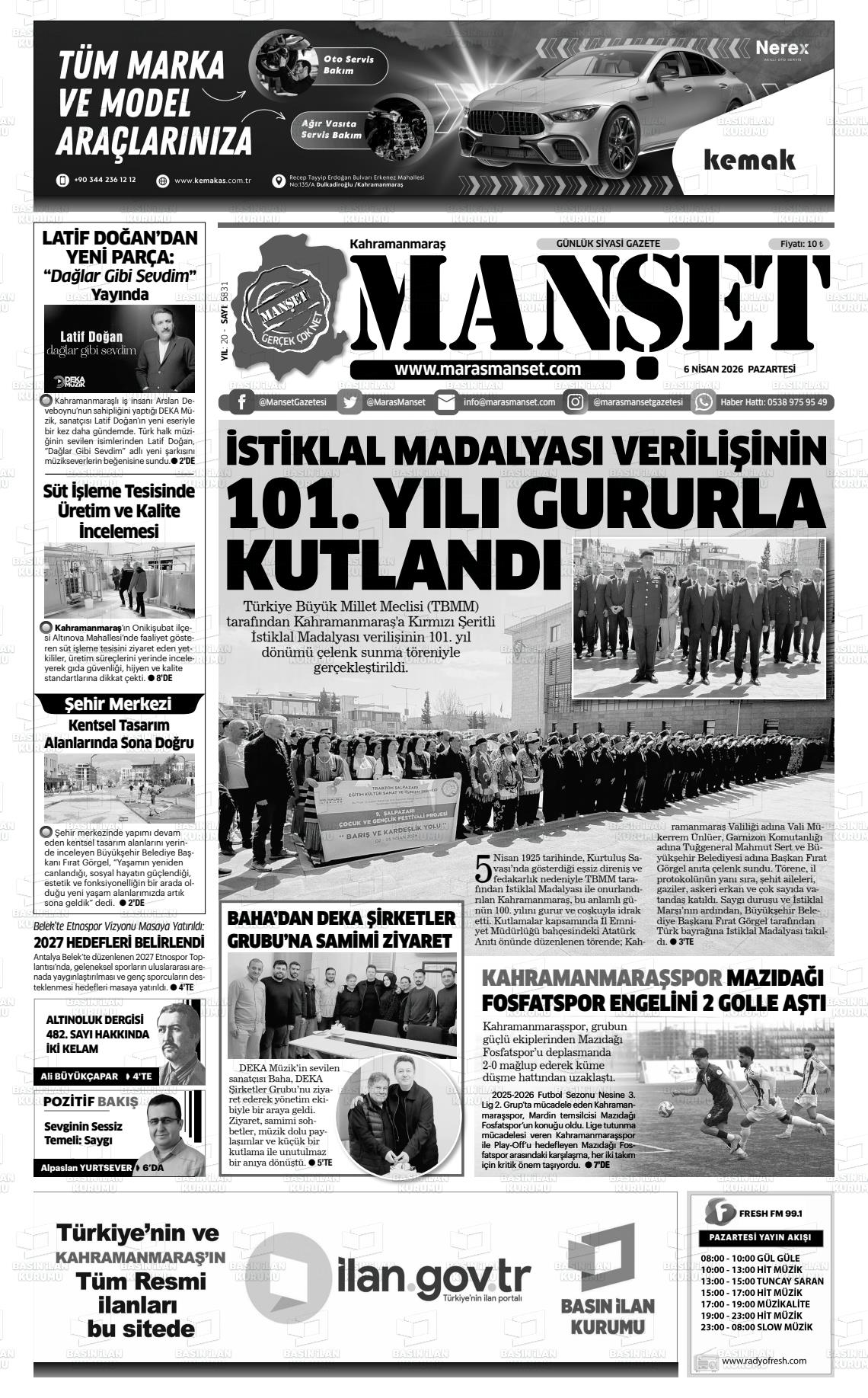 Kahramanmaras Manset 06.04.2026