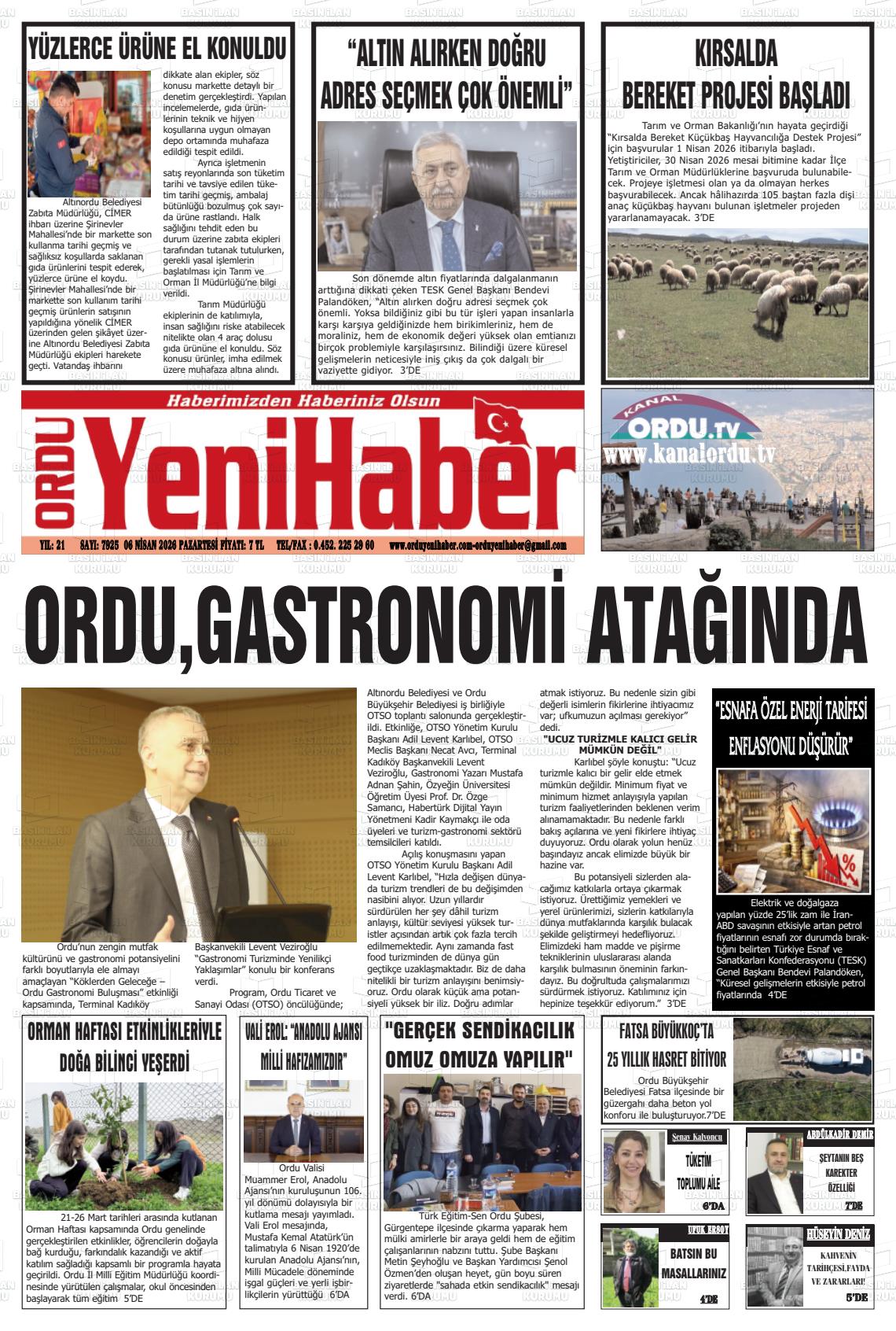 Ordu Yenihaber 06.04.2026