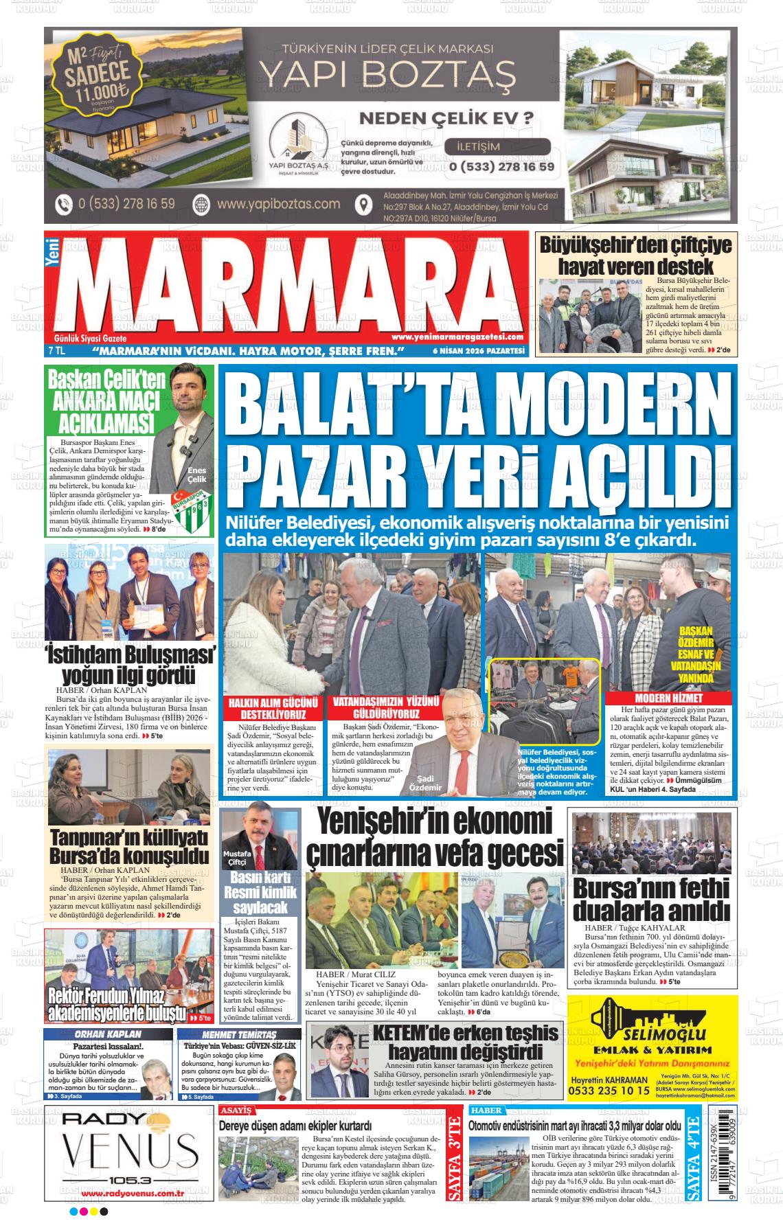 Bursa Yenimarmara 06.04.2026