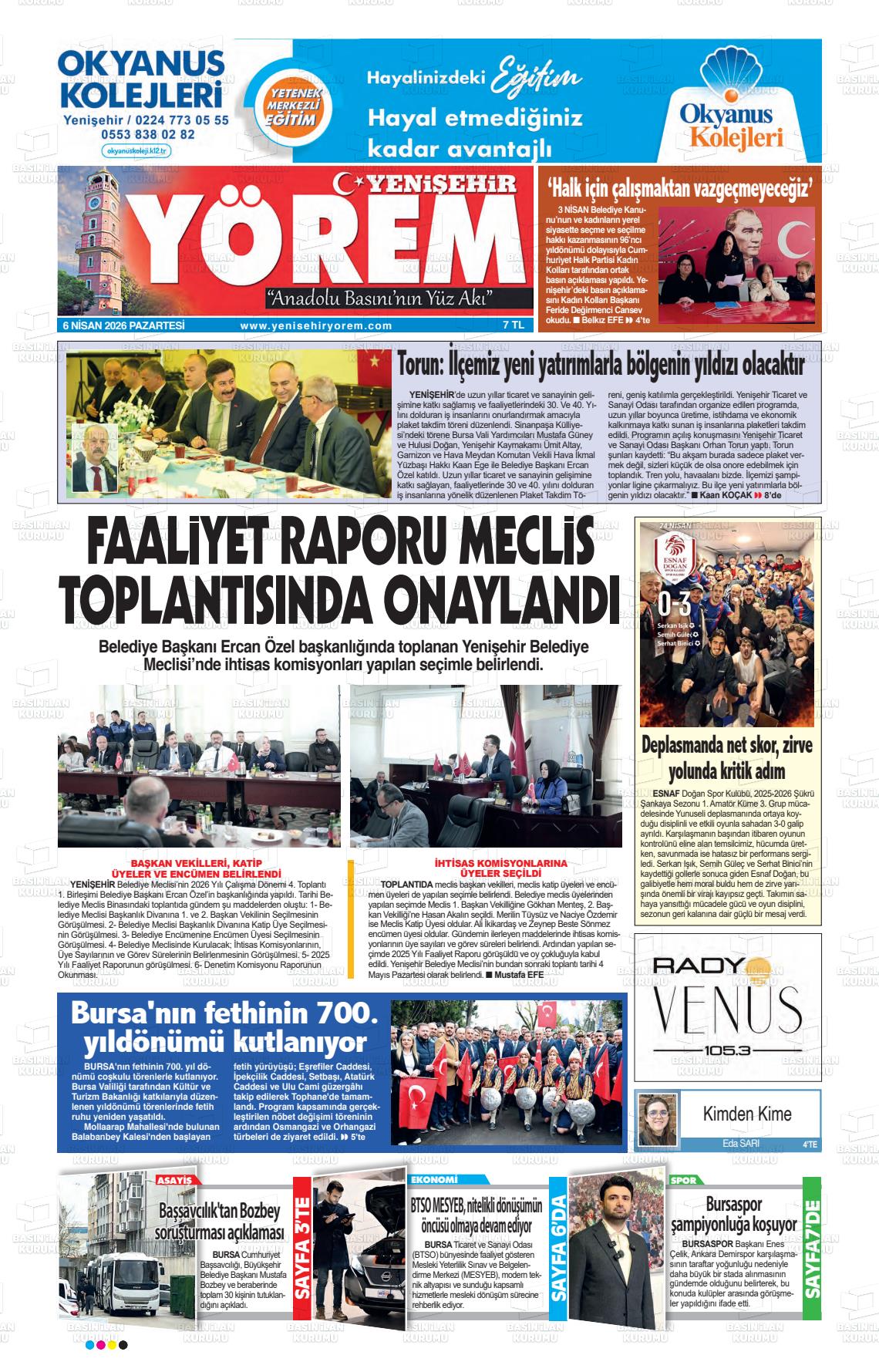 Bursa Yenisehiryorem 06.04.2026