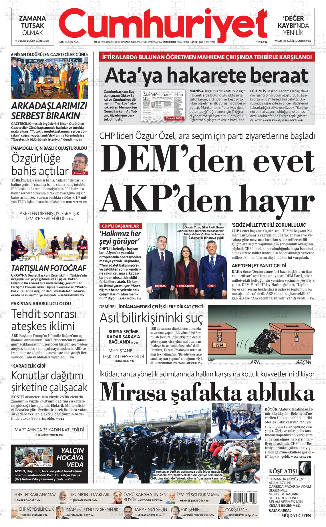 Cumhuriyet Gazetesi 07.04.2026