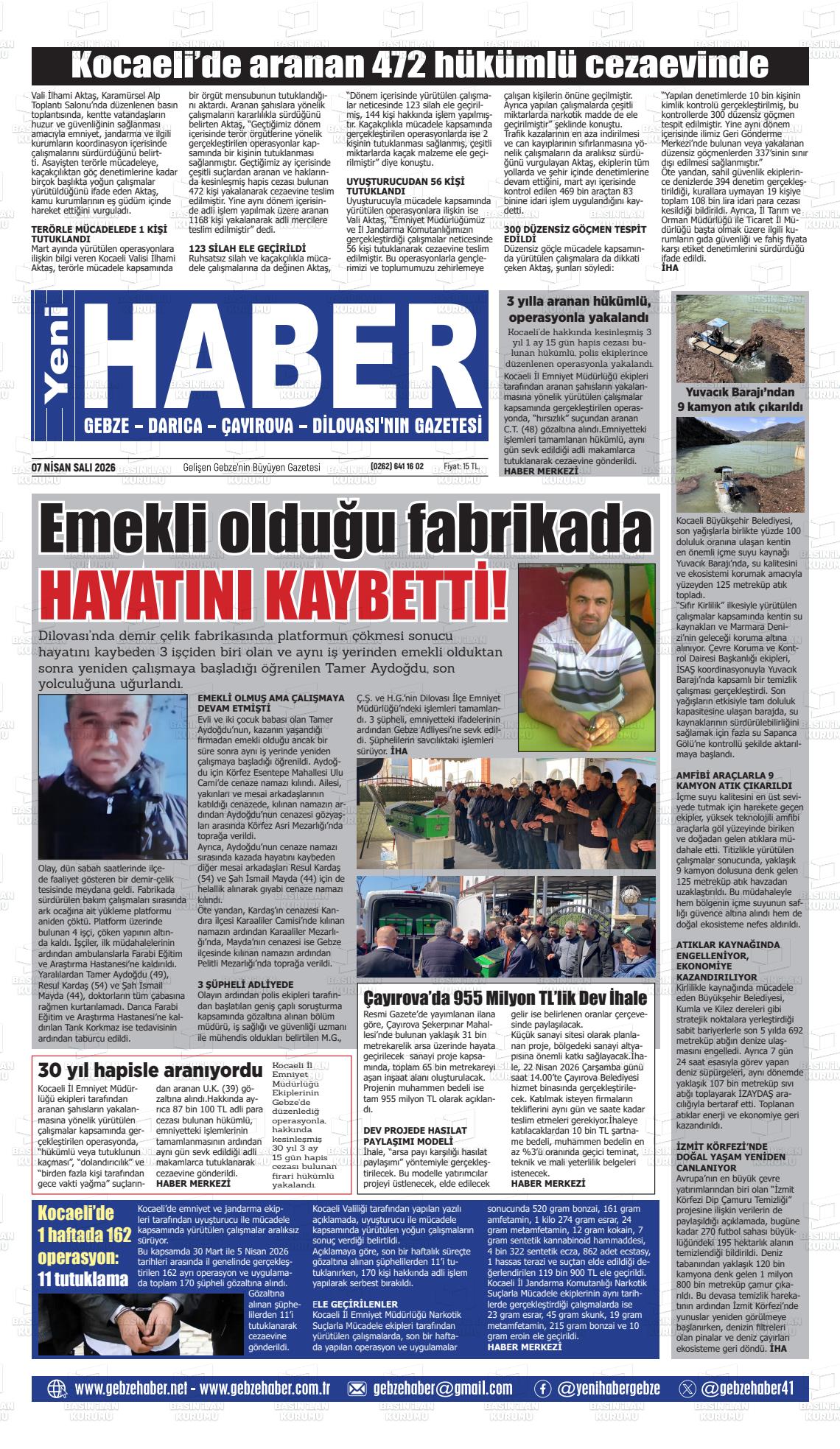 Kocaeli Gebzehaber 07.04.2026