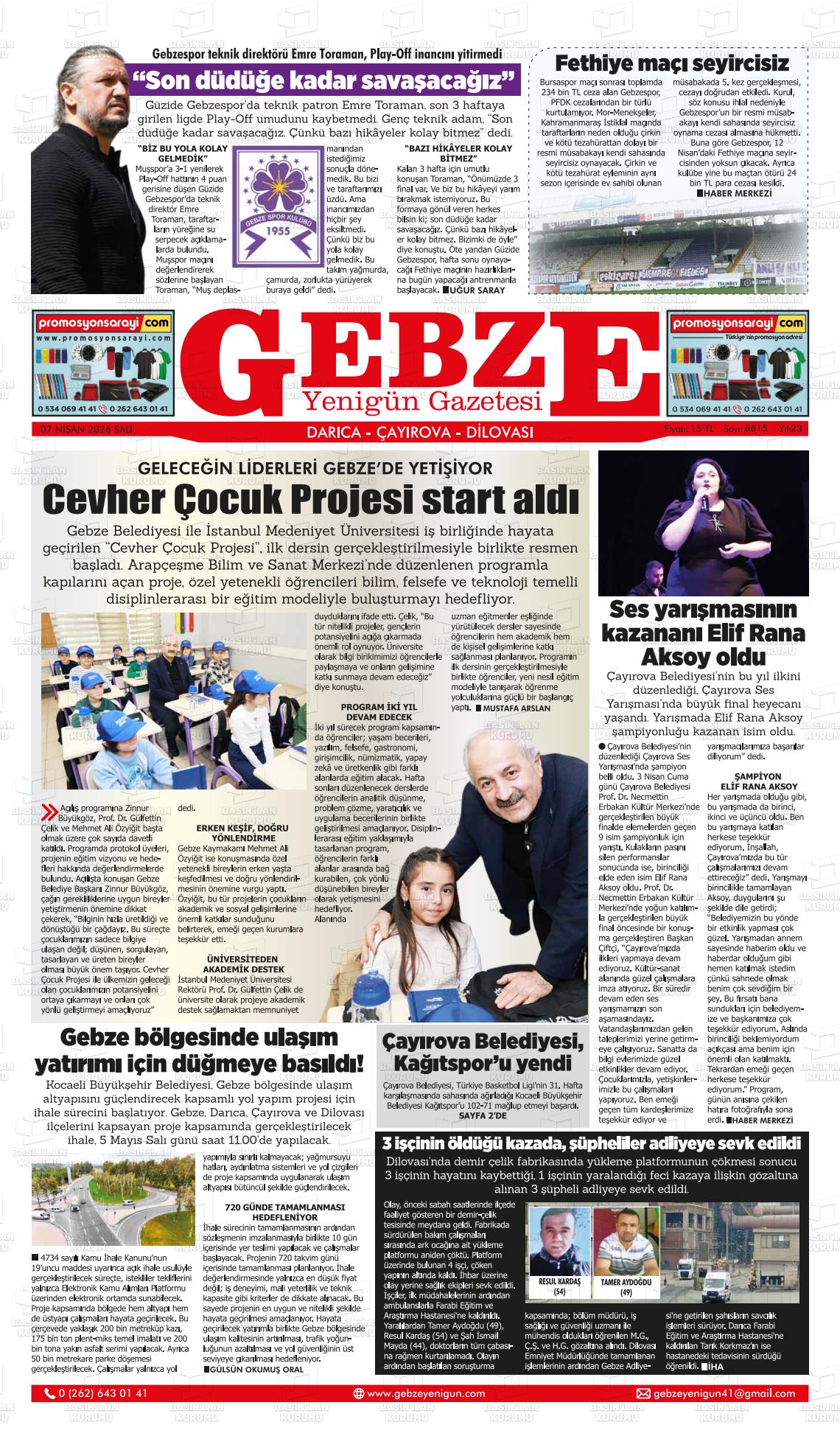 Kocaeli Gebzeyenigun 07.04.2026