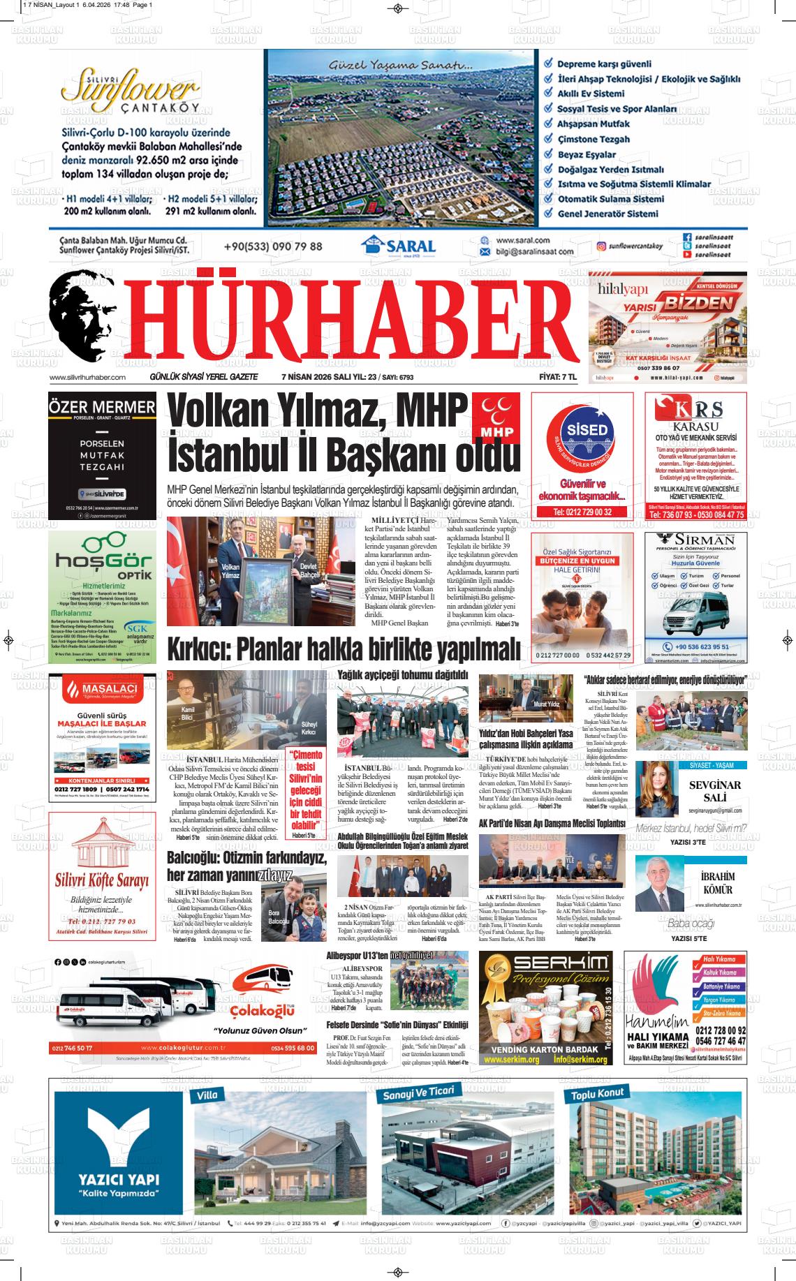 Hür Haber Gazetesi 07.04.2026
