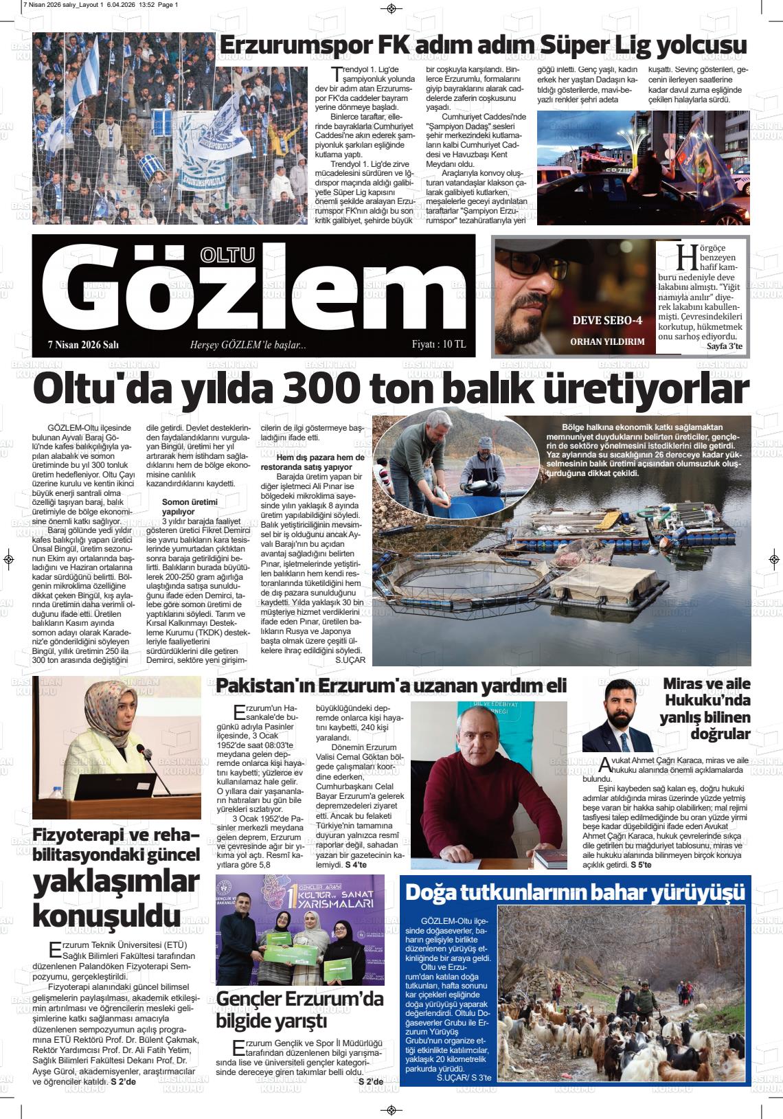 Erzurum Oltugozlem 07.04.2026