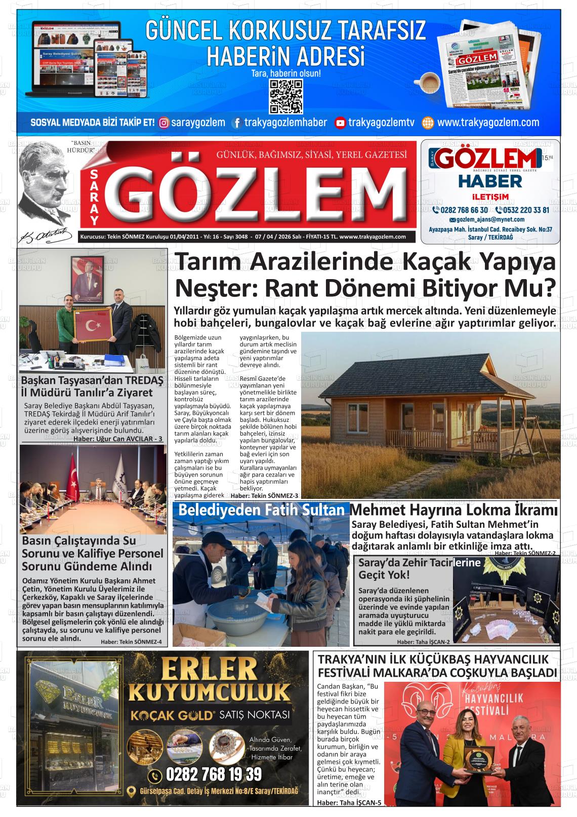 Tekirdag Saraygozlem 07.04.2026