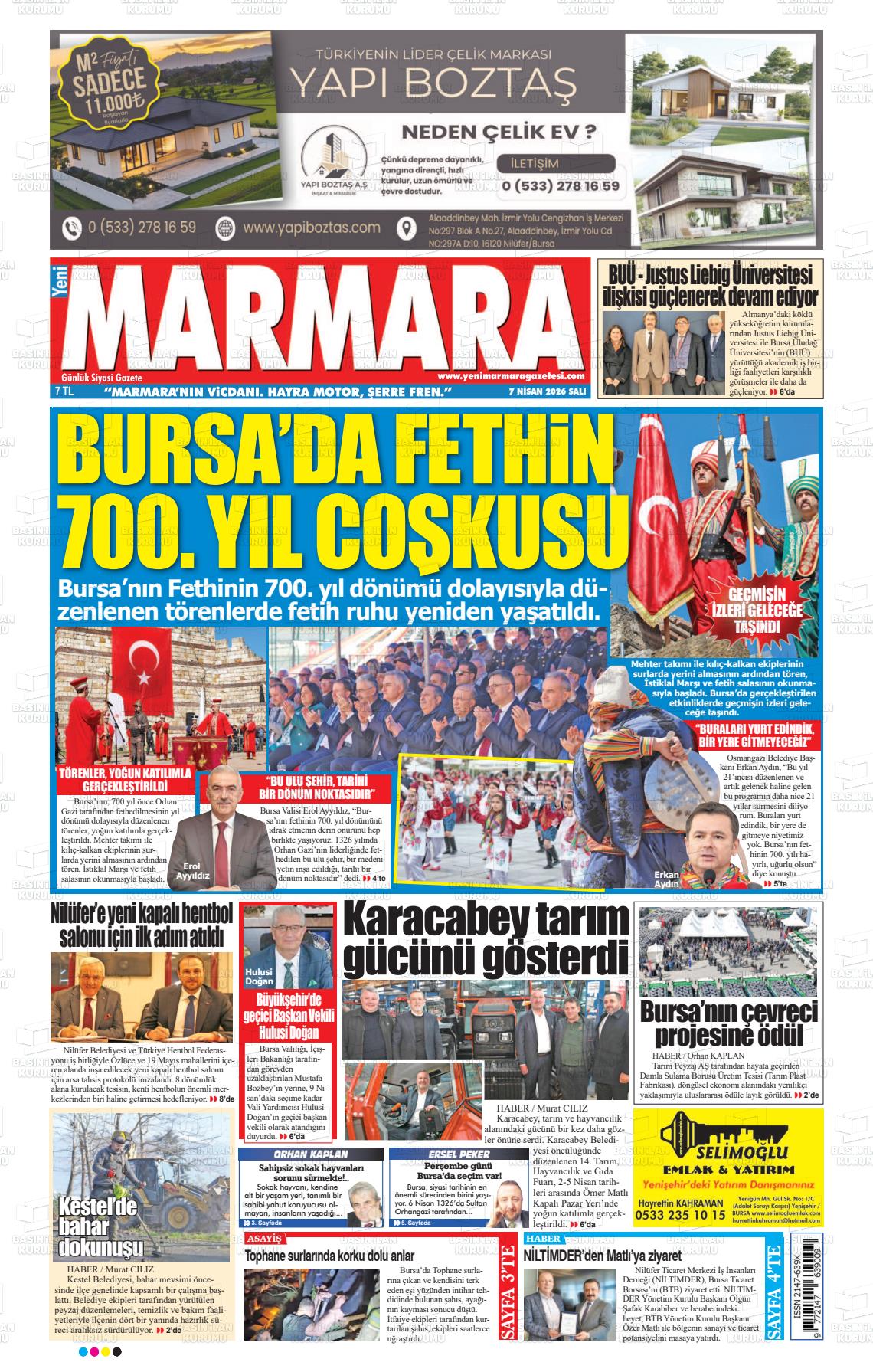 Bursa Yenimarmara 07.04.2026