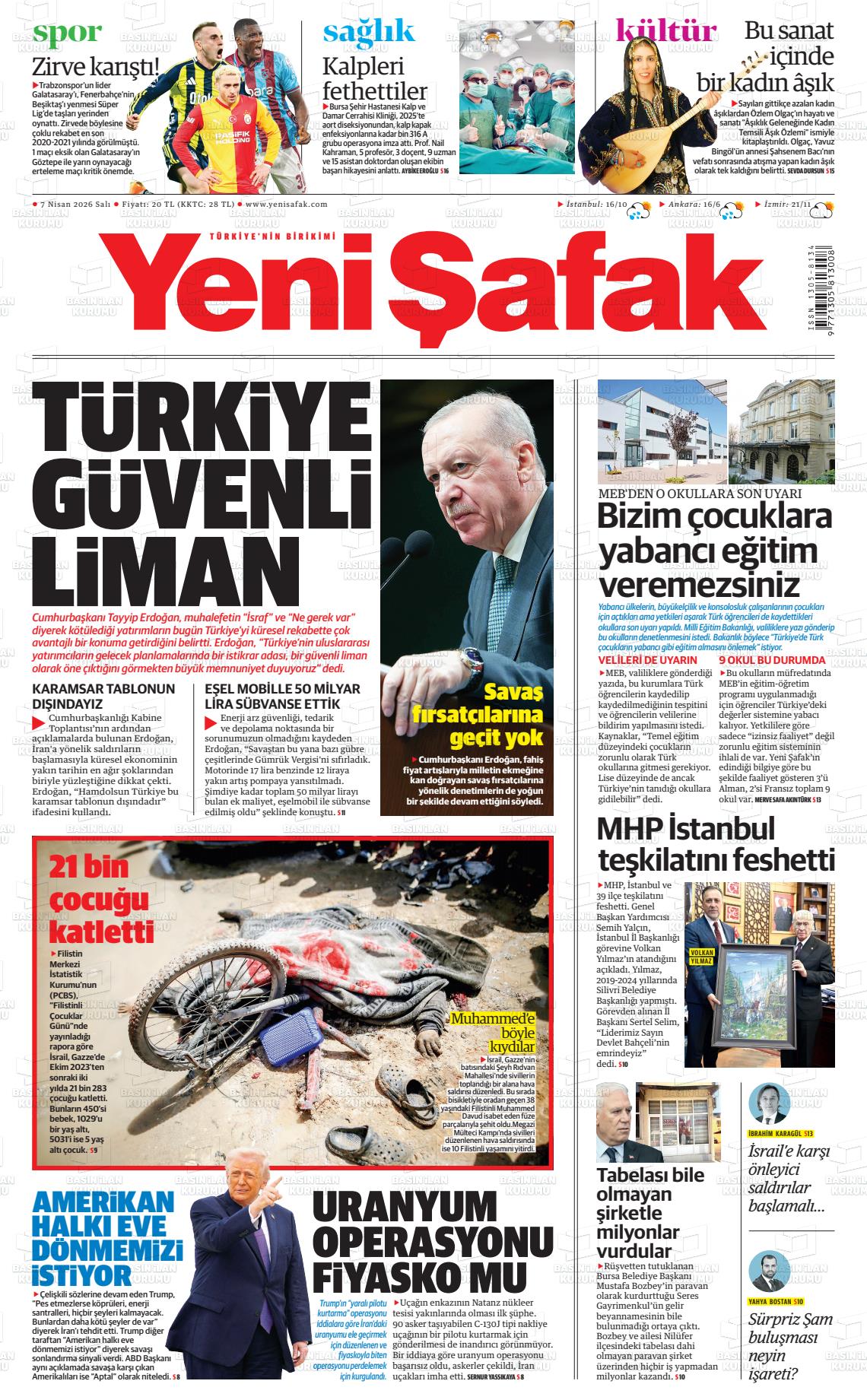 Yeni Şafak Gazetesi 07.04.2026