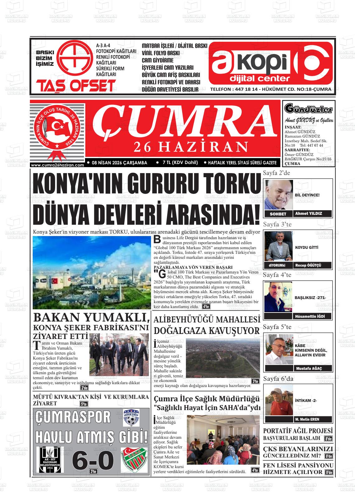 Konya Cumra 26 Haziran 08.04.2026