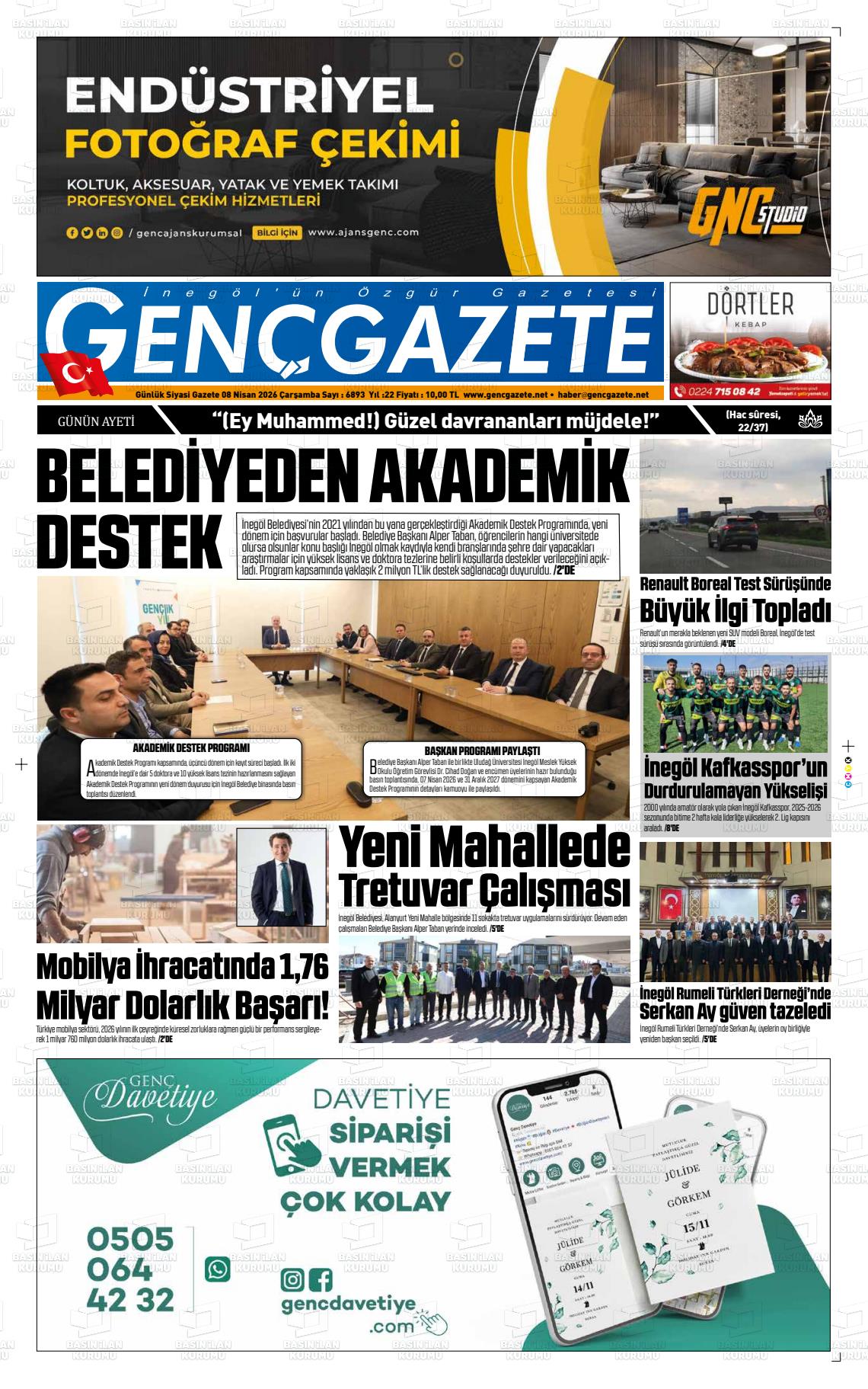 Bursa Gencgazete 08.04.2026