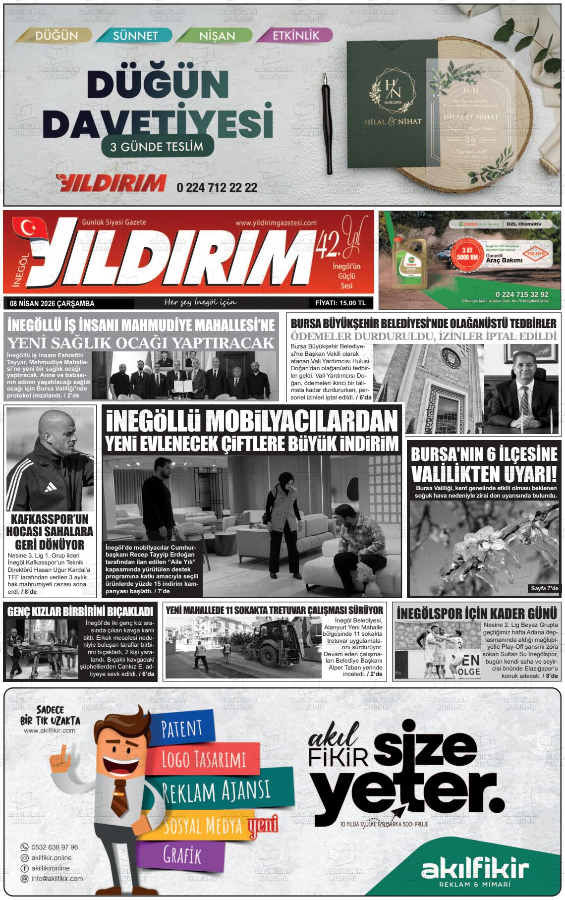 Bursa Inegolyildirim 08.04.2026