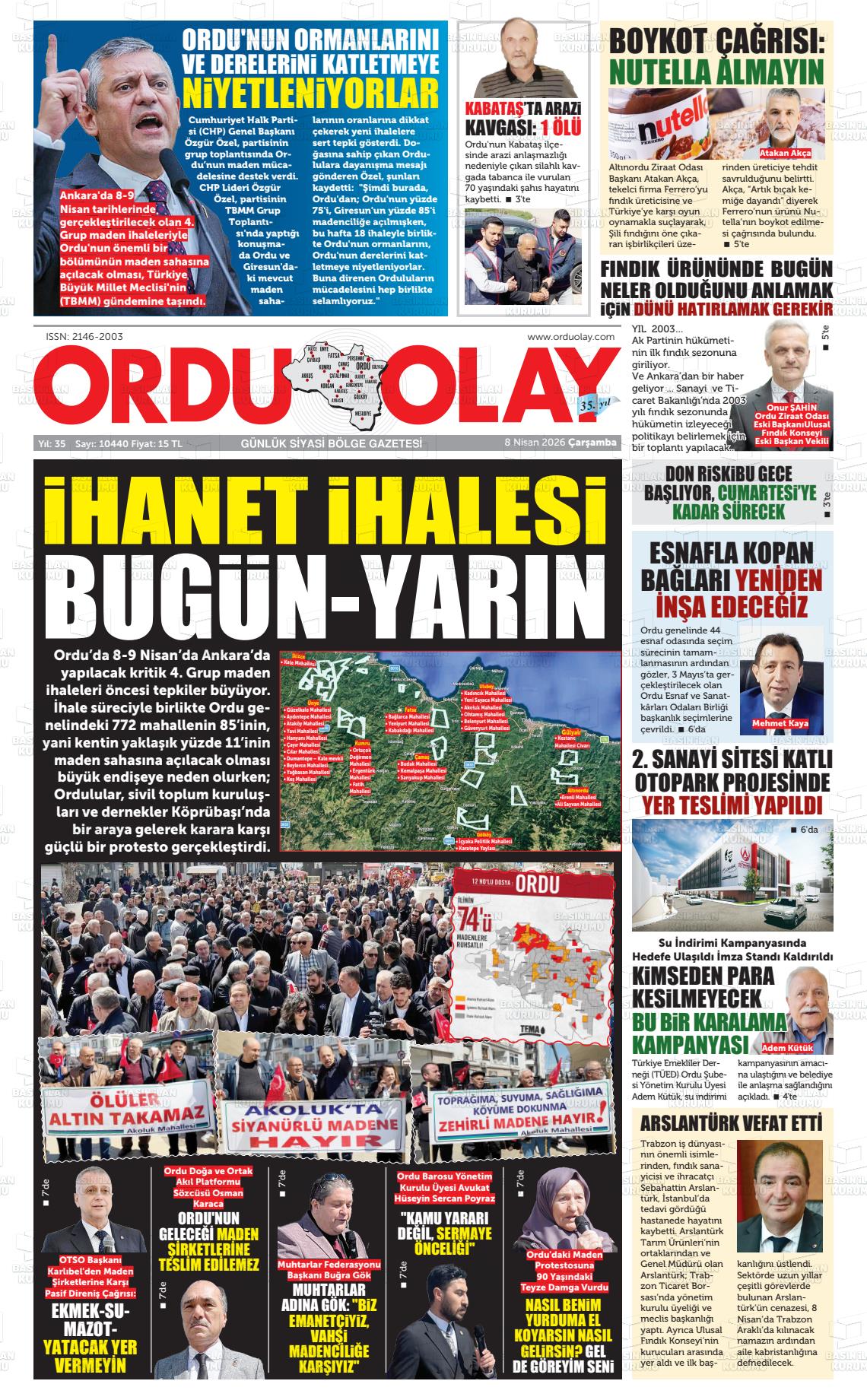 Ordu Olay 08.04.2026