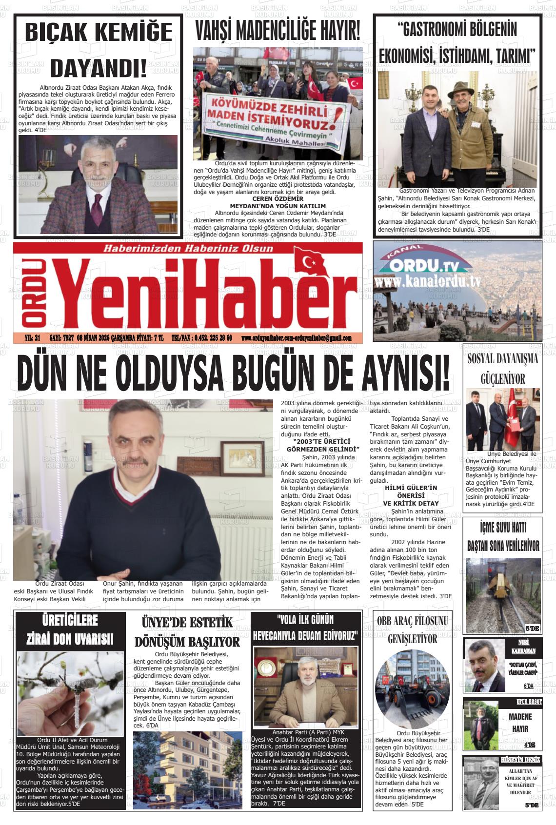 Ordu Yenihaber 08.04.2026