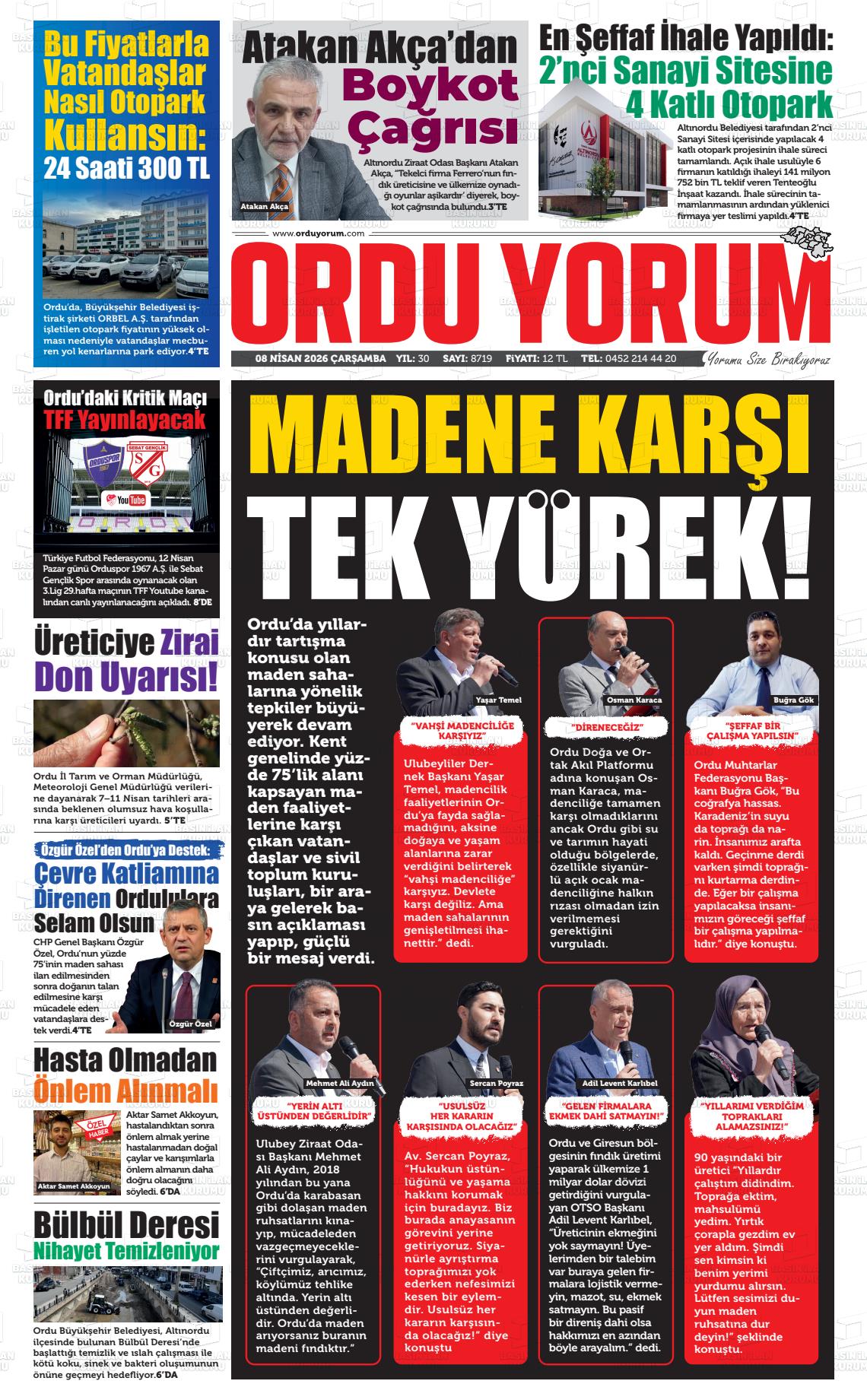 Ordu Yorum 08.04.2026