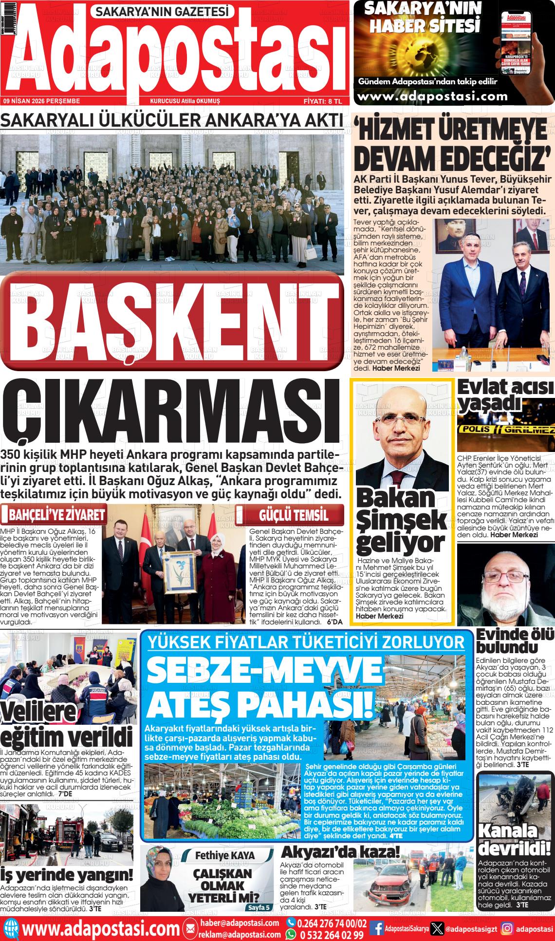 Sakarya Adapostasi 09.04.2026