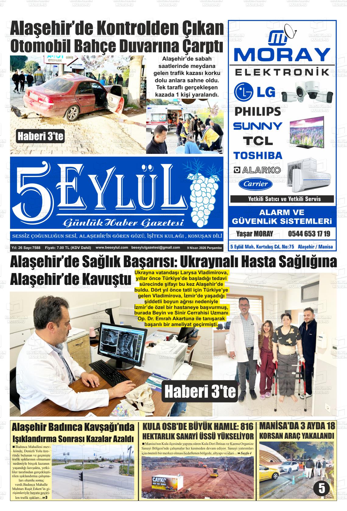 Manisa Alasehir 5 Eylul 09.04.2026