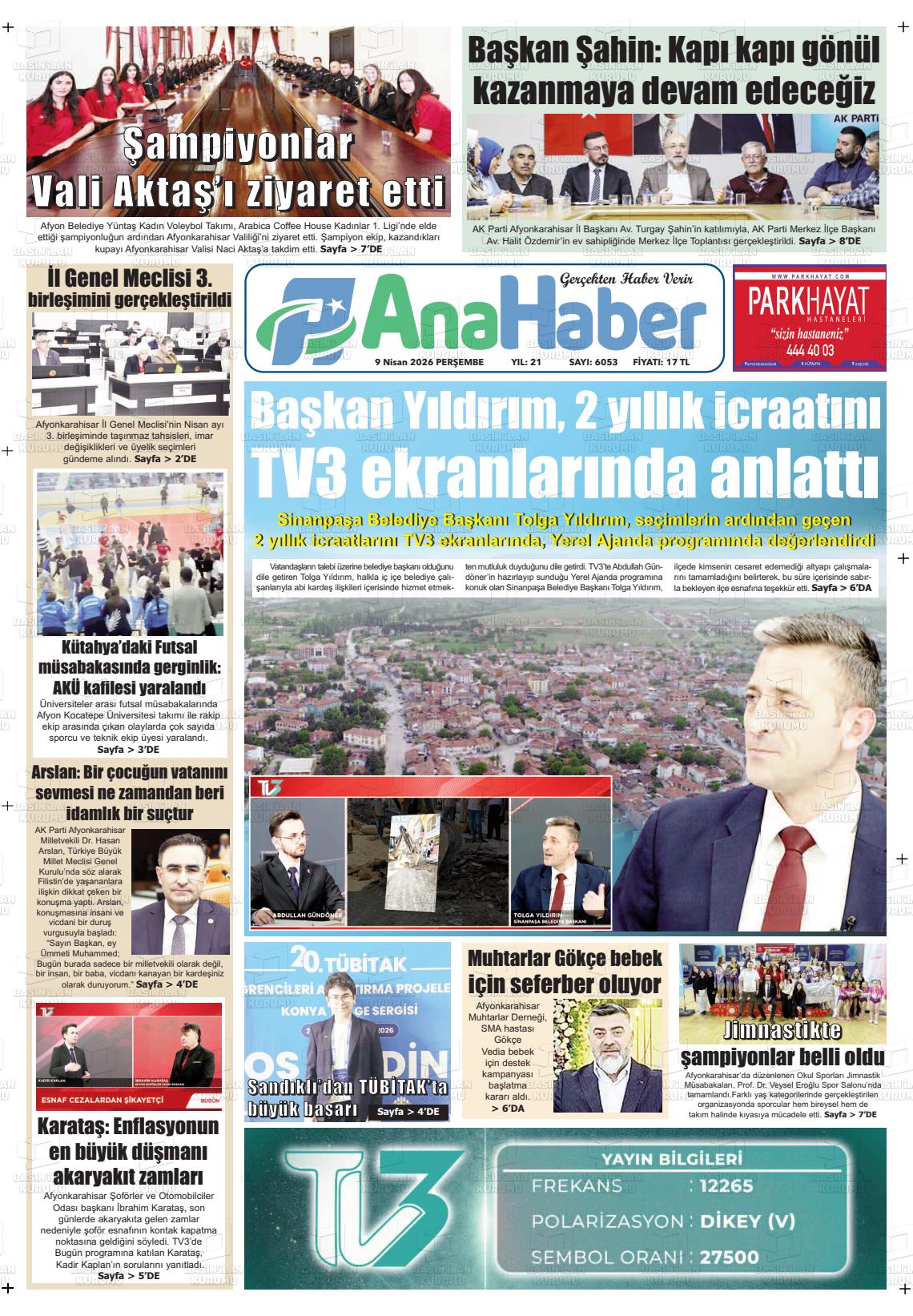 Afyonkarahisar Anahaber 09.04.2026