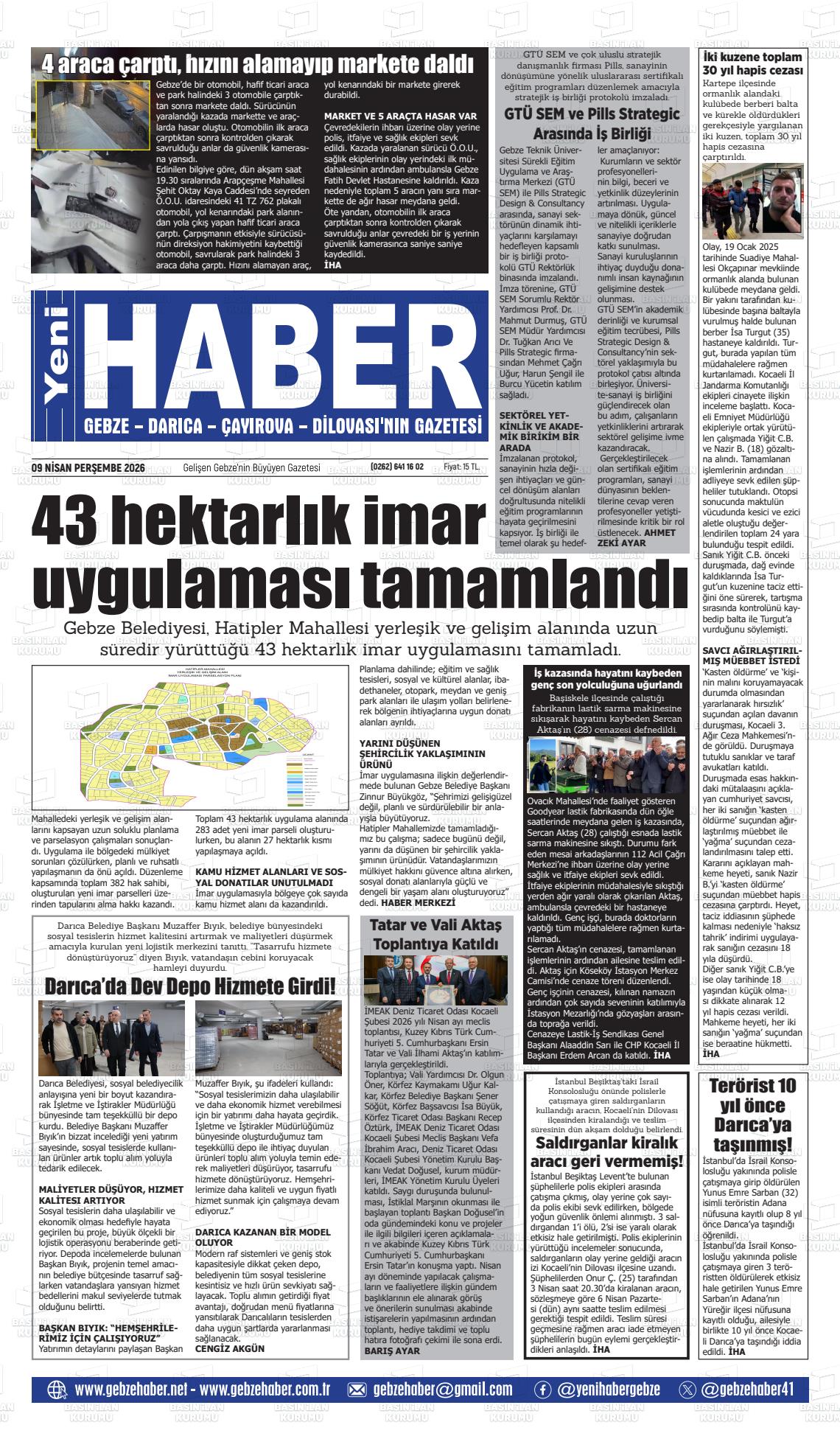 Kocaeli Gebzehaber 09.04.2026