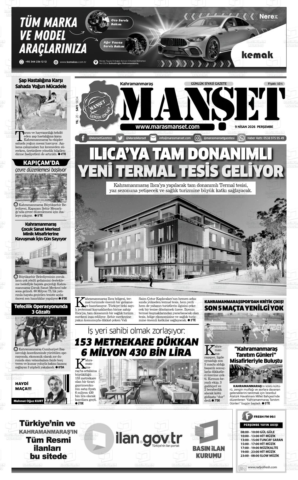 Kahramanmaras Manset 09.04.2026