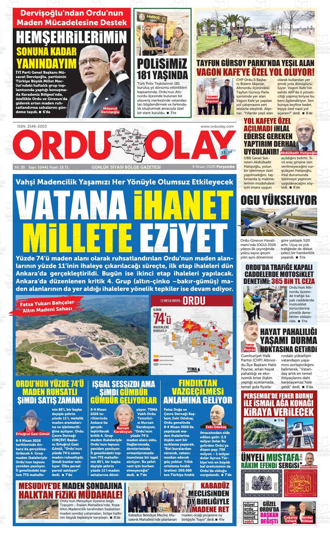 Ordu Olay 09.04.2026