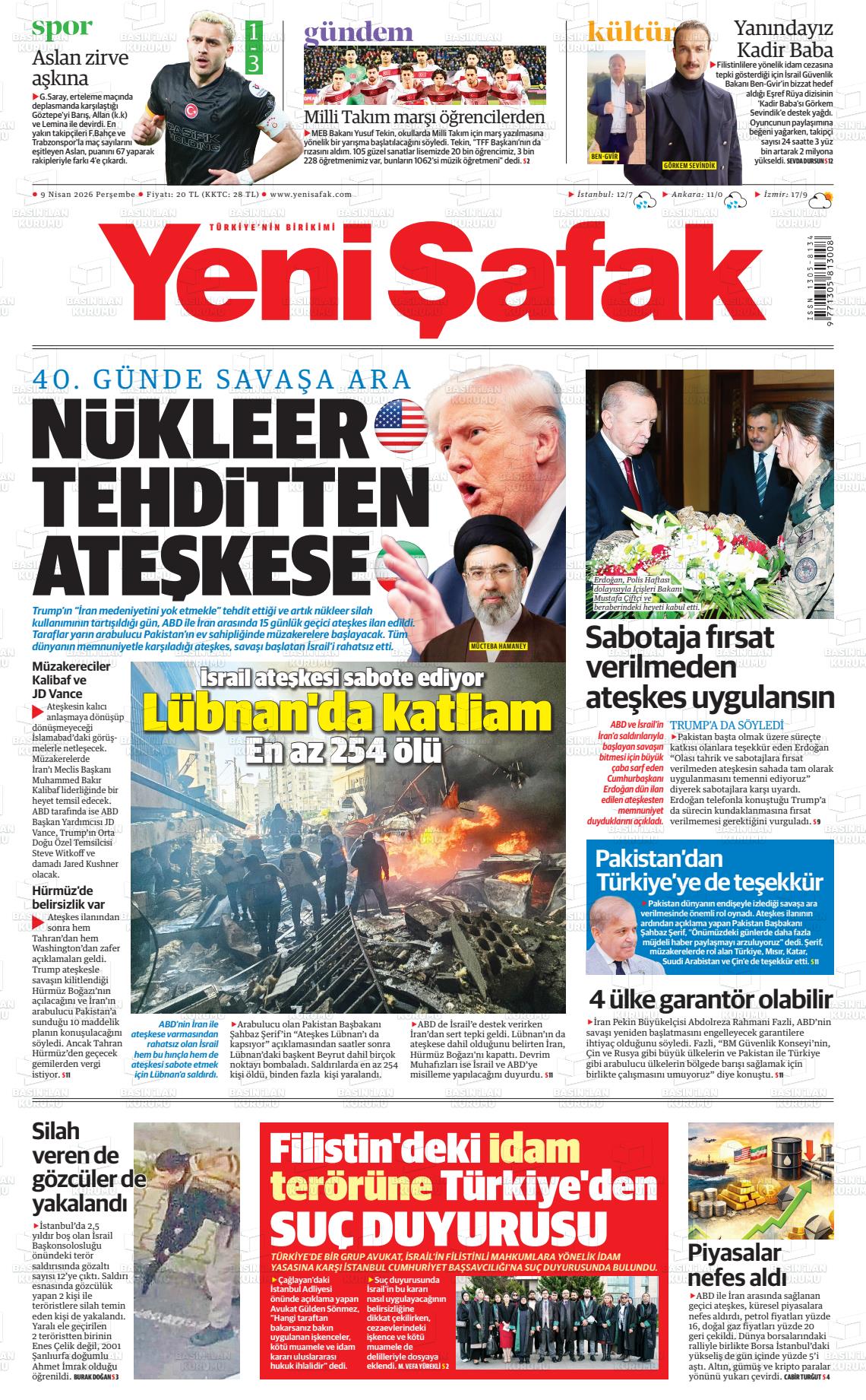 Yeni Şafak Gazetesi 09.04.2026