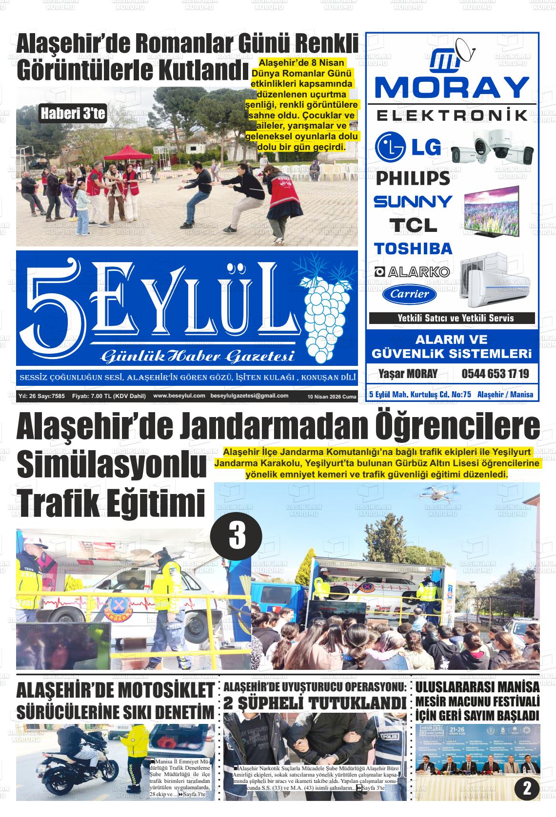 Manisa Alasehir 5 Eylul 10.04.2026