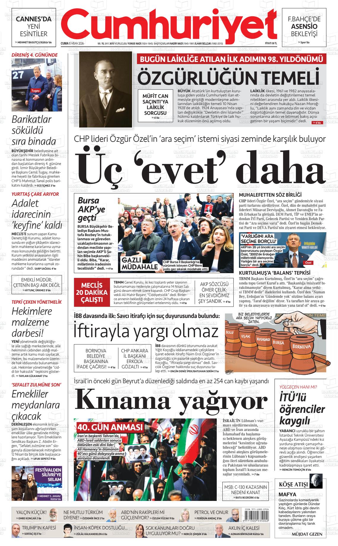 Cumhuriyet Gazetesi 10.04.2026