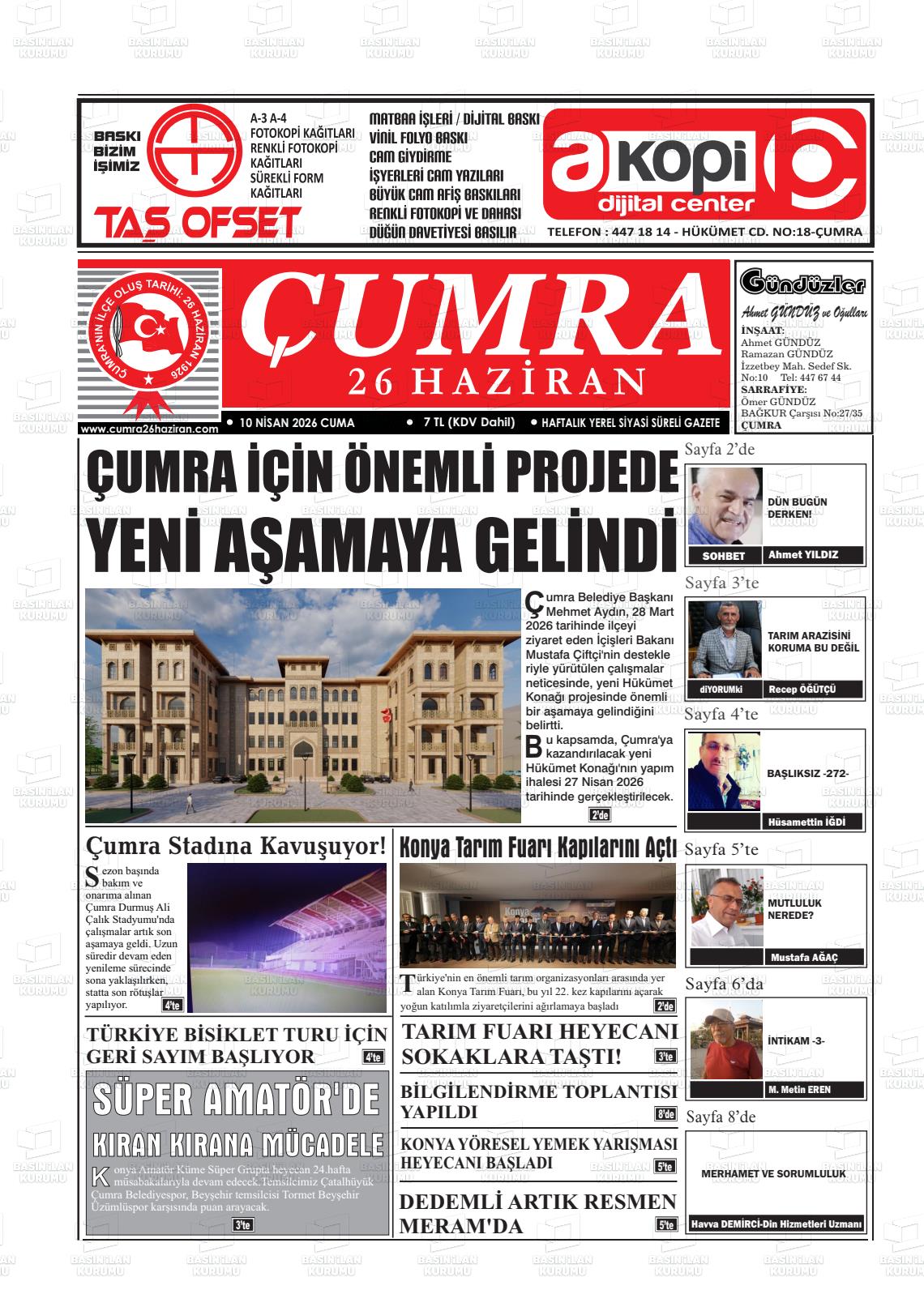 Konya Cumra 26 Haziran 10.04.2026