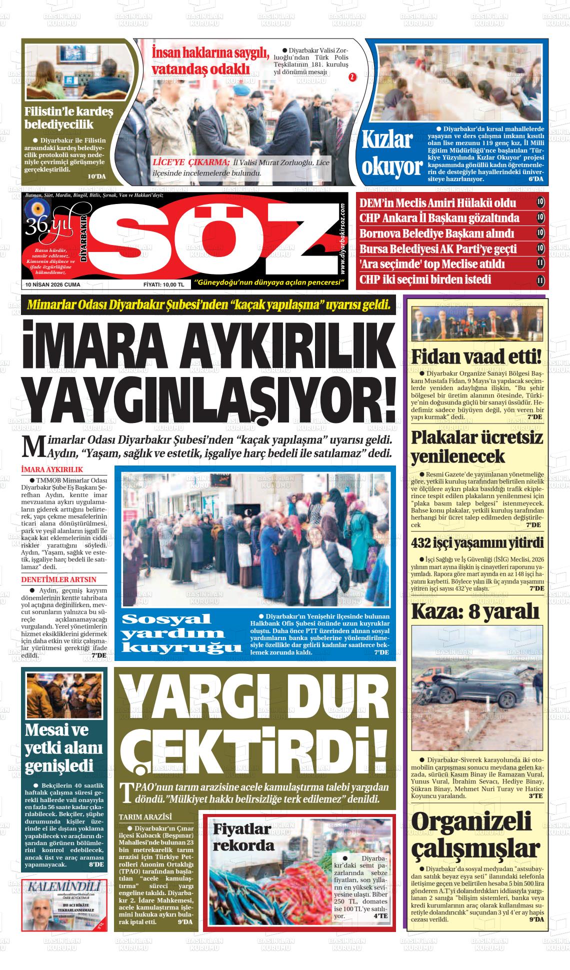 Diyarbakir Soz 10.04.2026