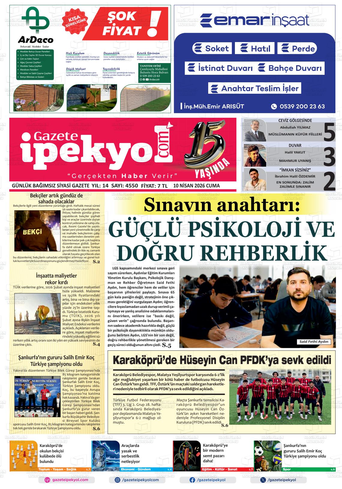 Sanliurfa Gazeteipekyol 10.04.2026