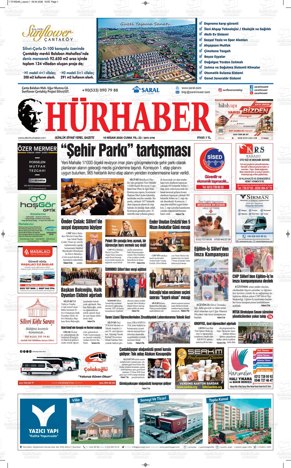 Hür Haber Gazetesi 10.04.2026