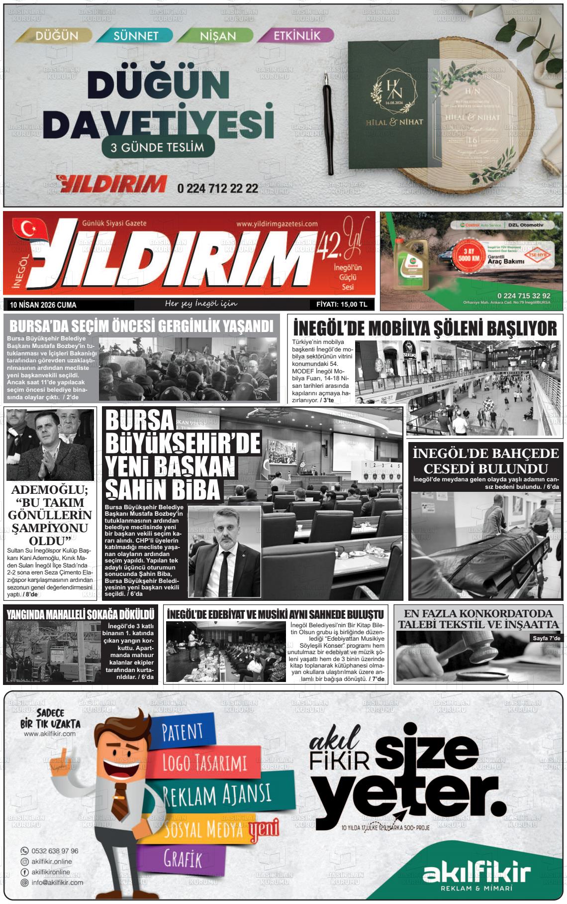 Bursa Inegolyildirim 10.04.2026