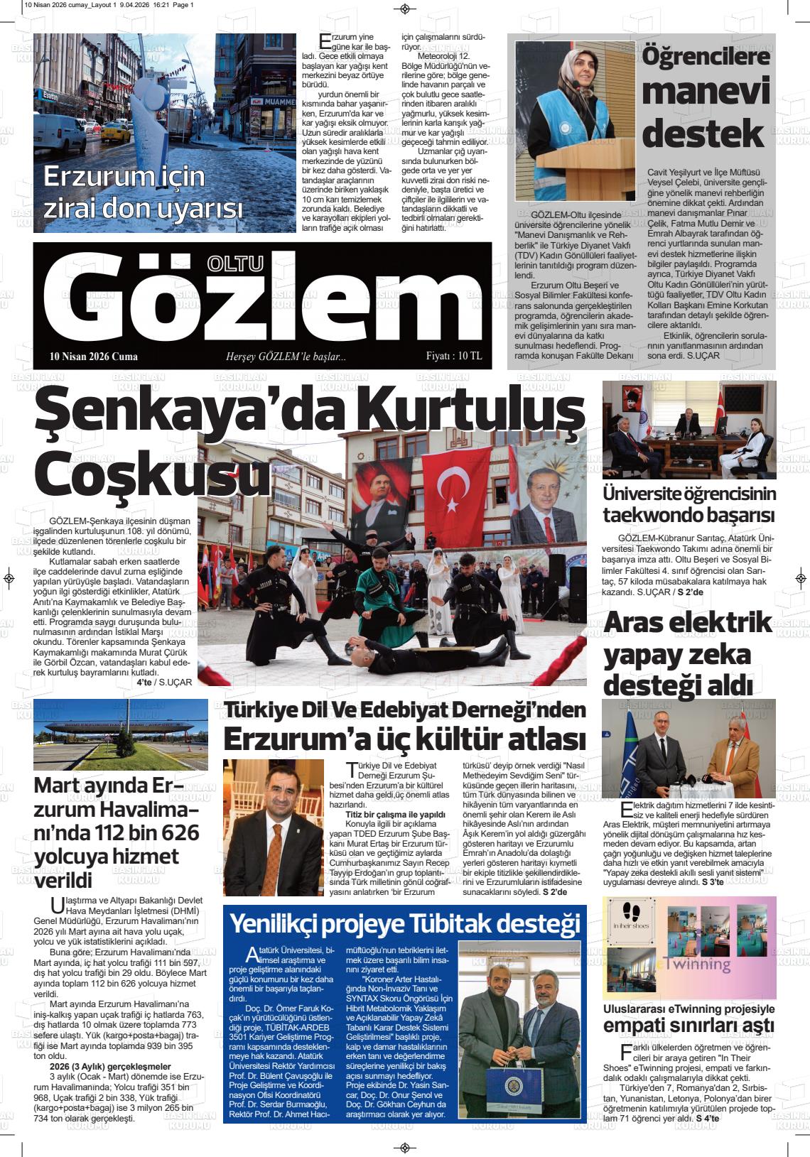 Erzurum Oltugozlem 10.04.2026