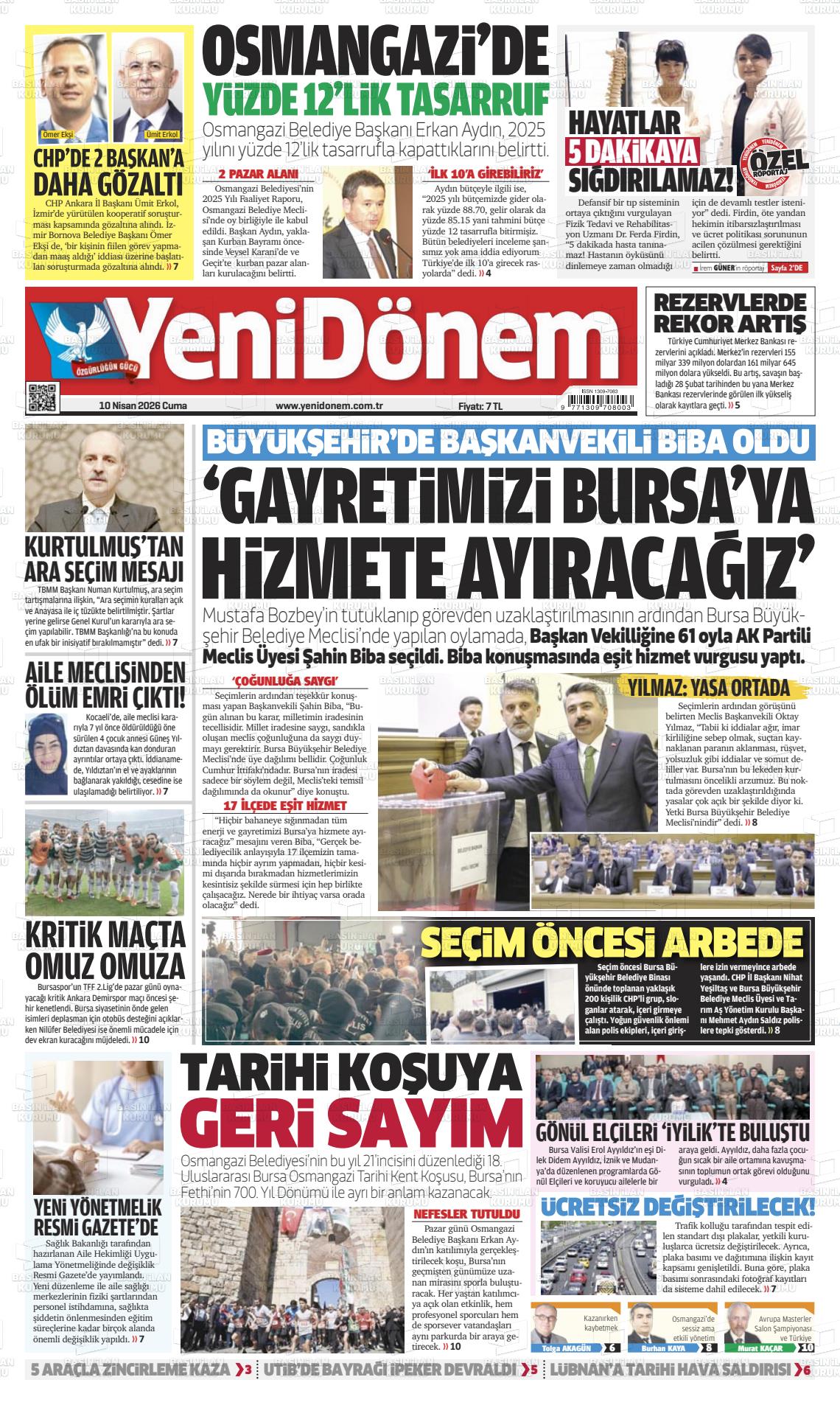 Bursa Yenidonem 10.04.2026