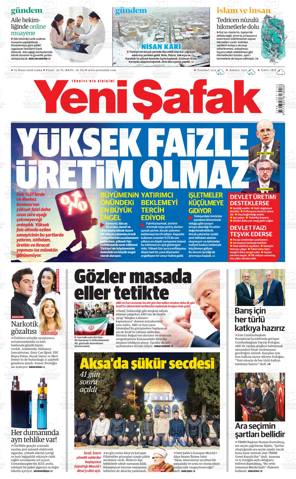 Yeni Şafak Gazetesi 10.04.2026