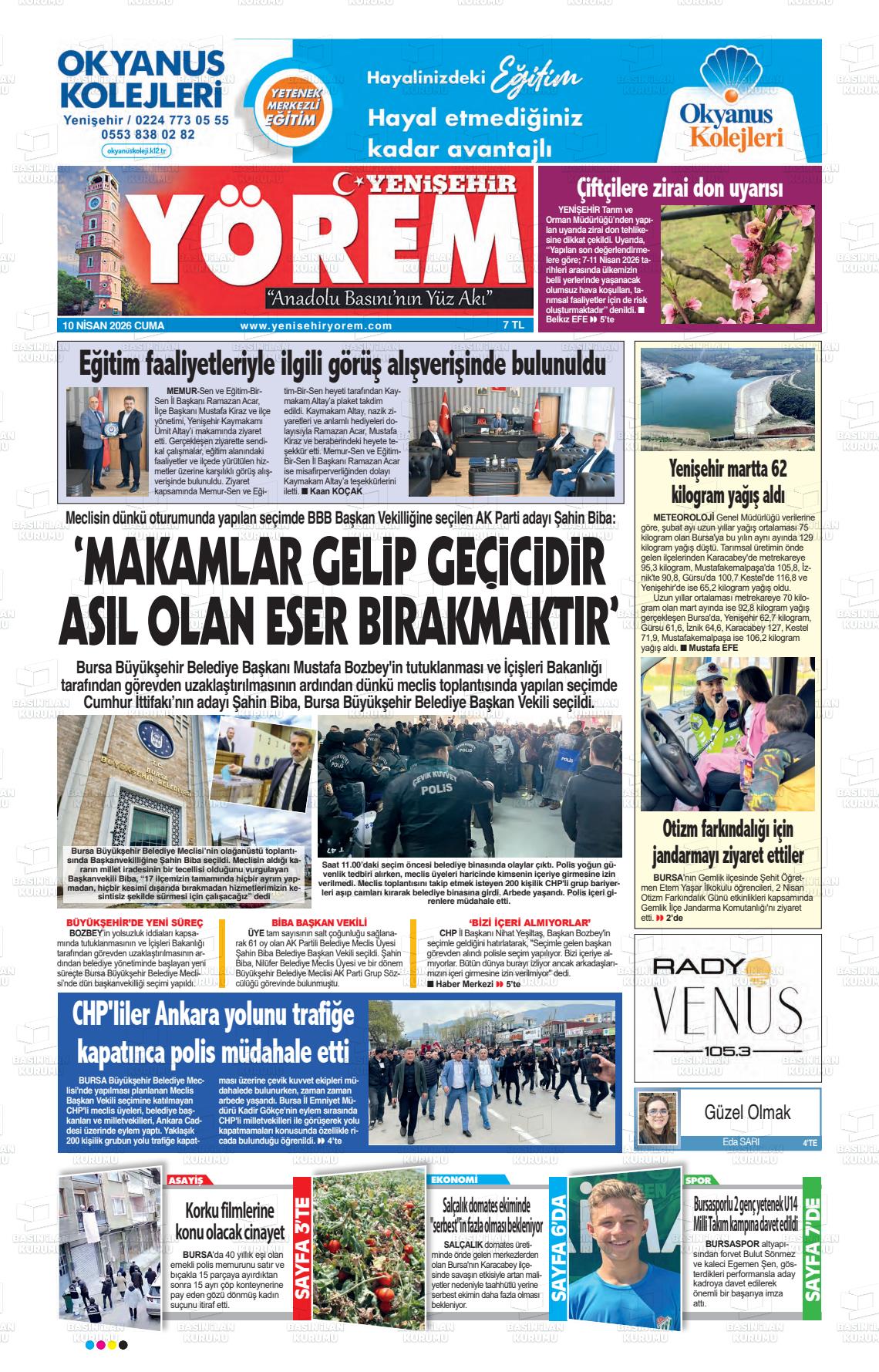 Bursa Yenisehiryorem 10.04.2026
