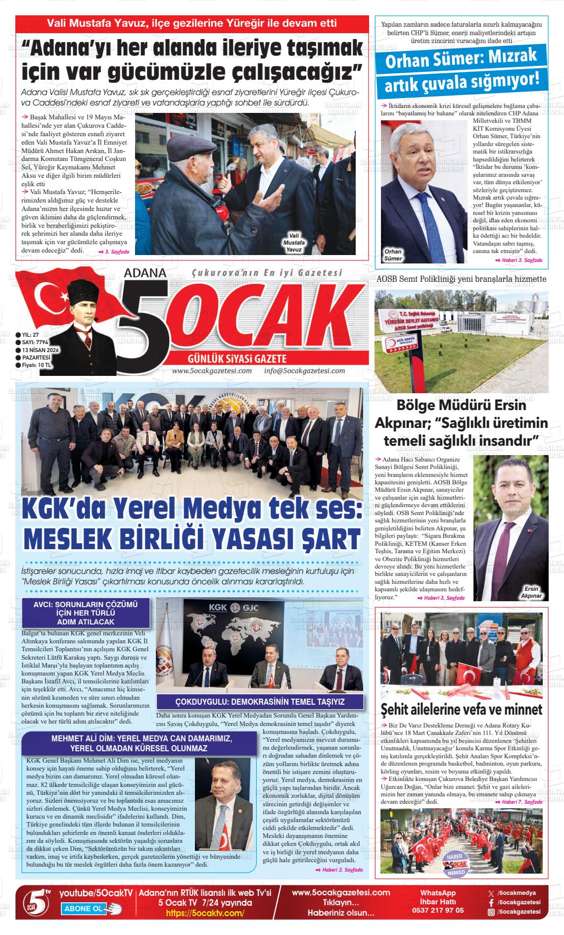Adana 5 Ocak 13.04.2026