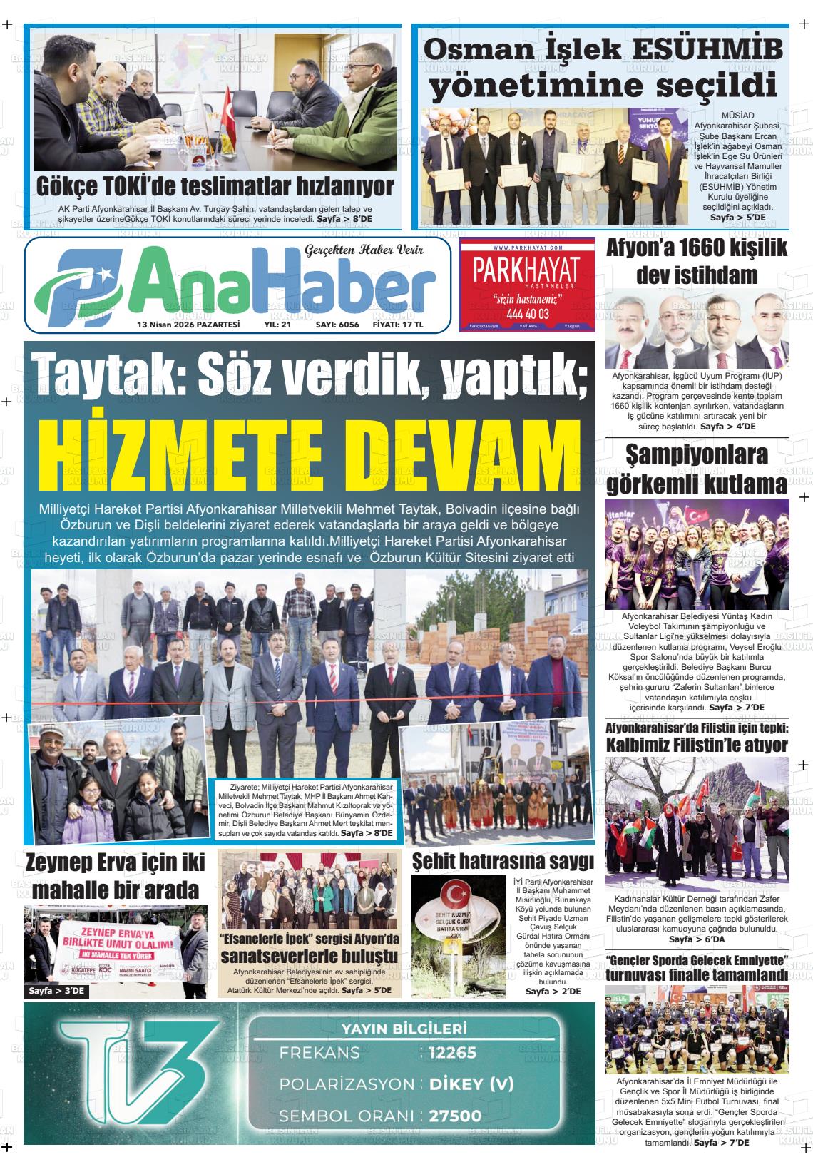 Afyonkarahisar Anahaber 13.04.2026