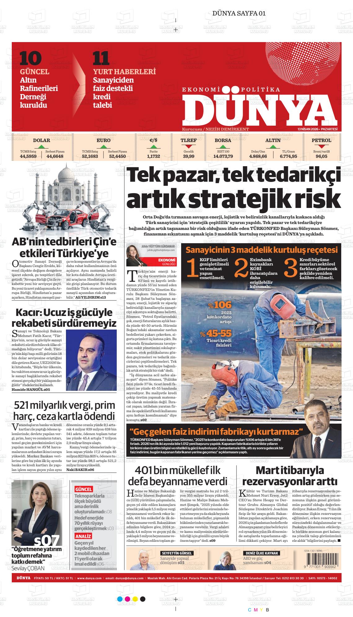 Dünya Gazetesi 13.04.2026