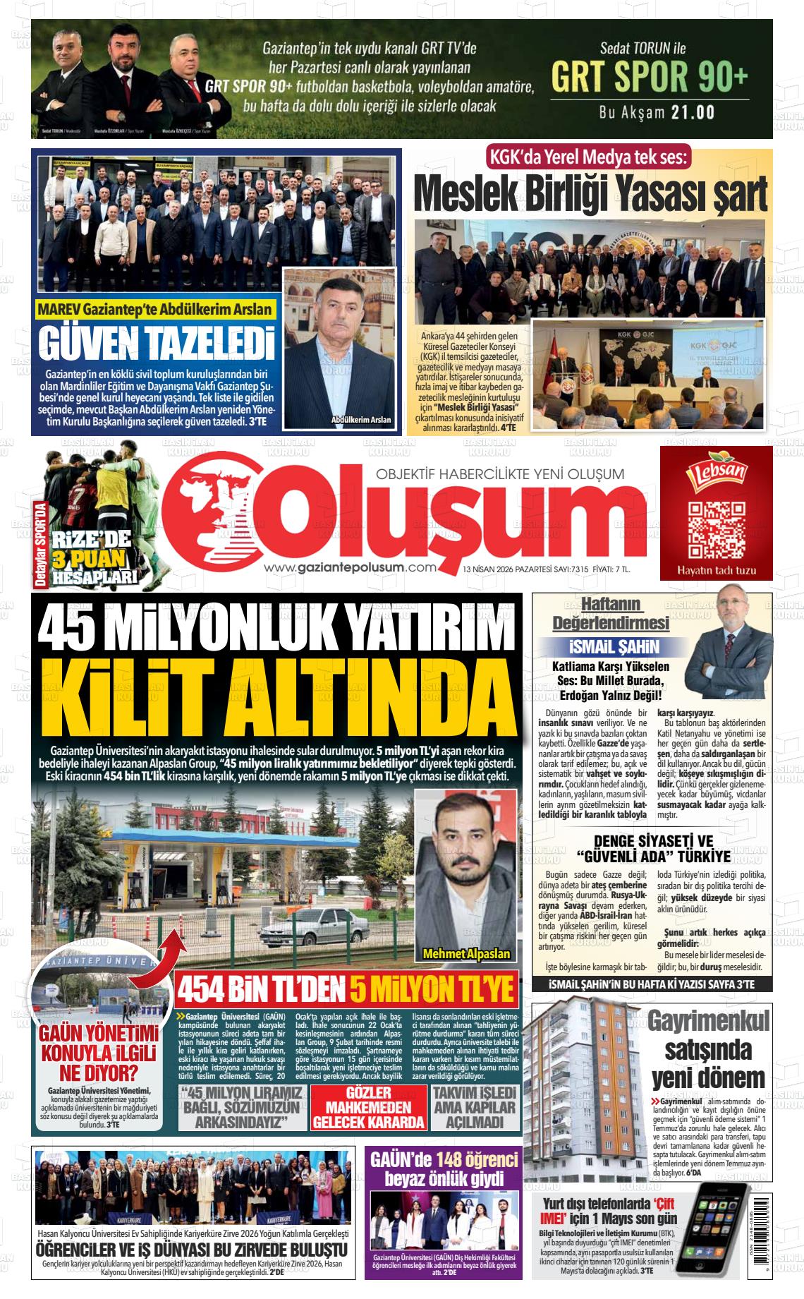 Gaziantep Olusum 13.04.2026