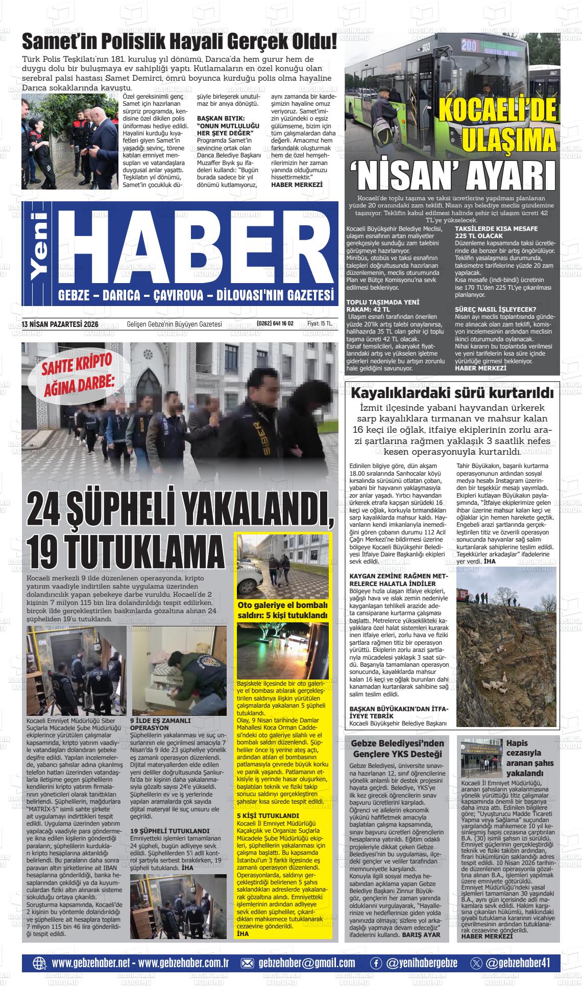 Kocaeli Gebzehaber 13.04.2026