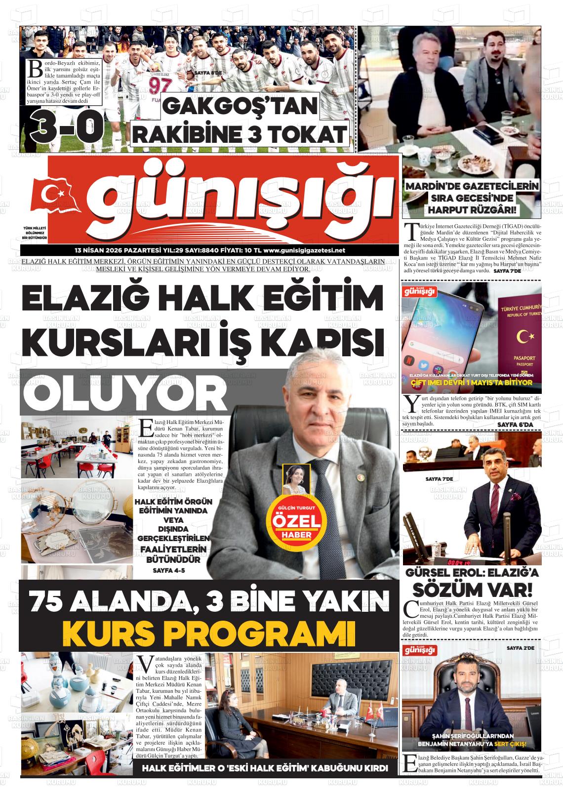 Elazig Gunisigi 13.04.2026