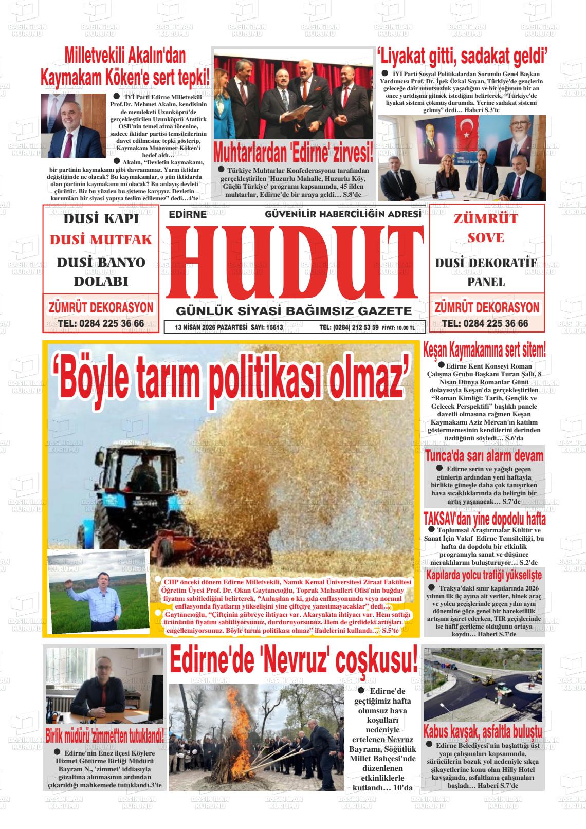 Edirne Hudut 13.04.2026