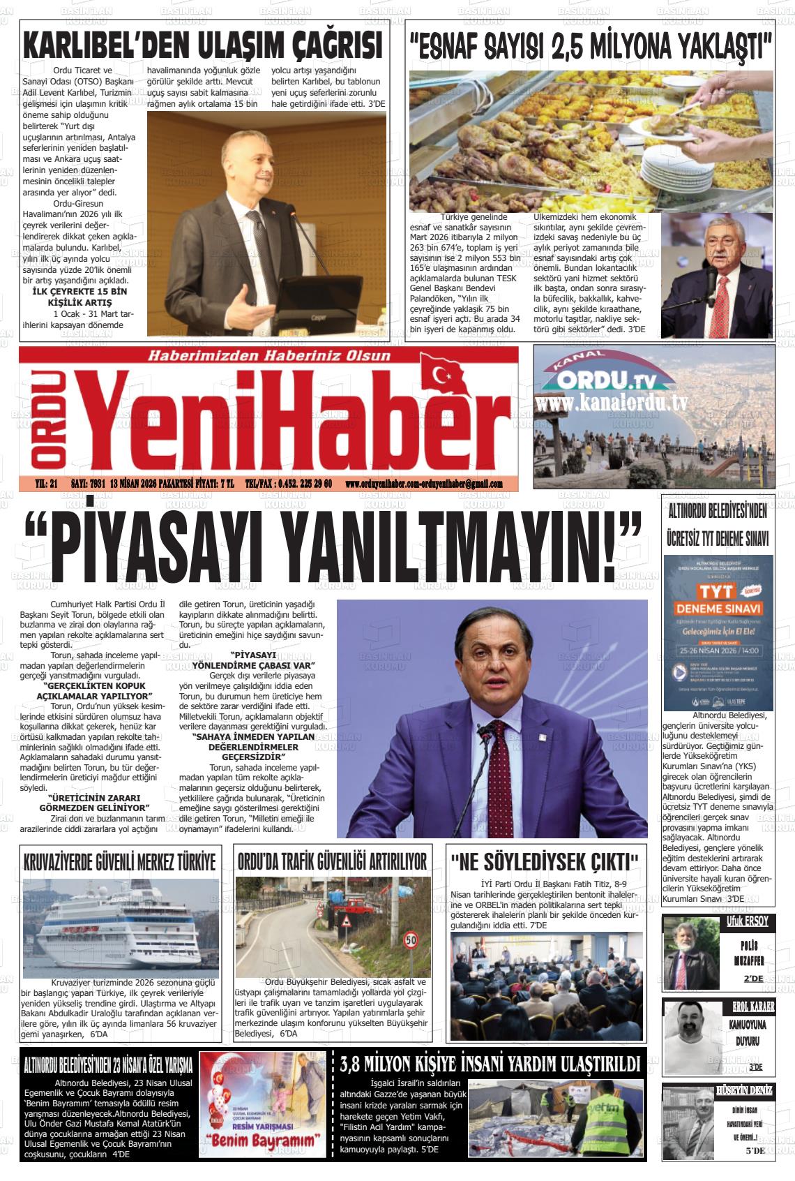 Ordu Yenihaber 13.04.2026